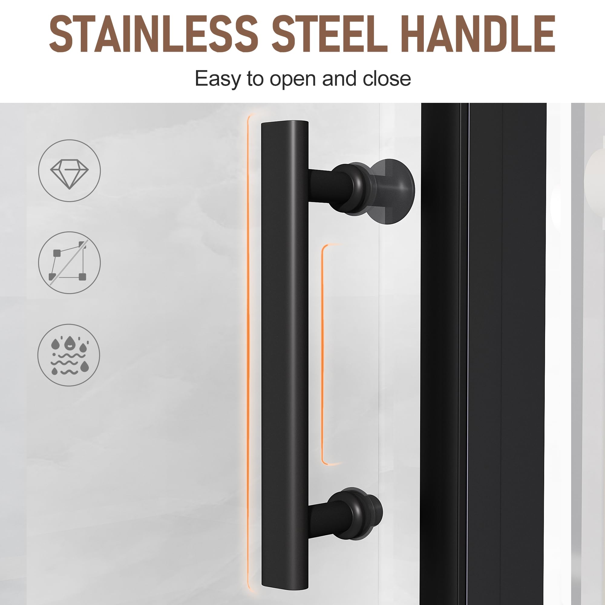 Frameless Matte Black Pivot Shower Door - 34