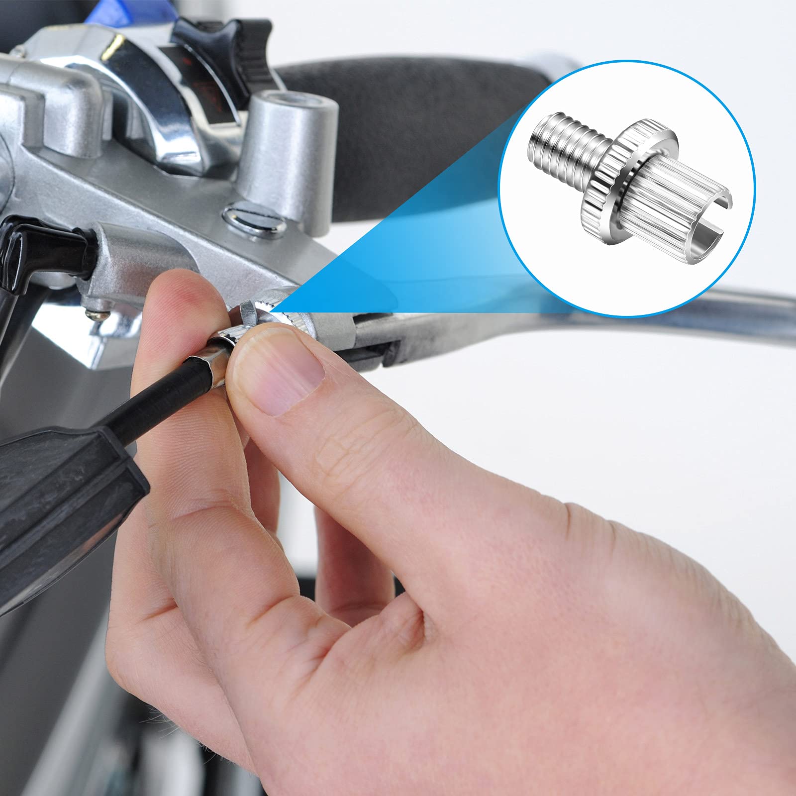 12pcs Silver ATV Motorcycle Clutch Brake Cable Adjusters - 8mm Nut Bolts for Cars & Bikes