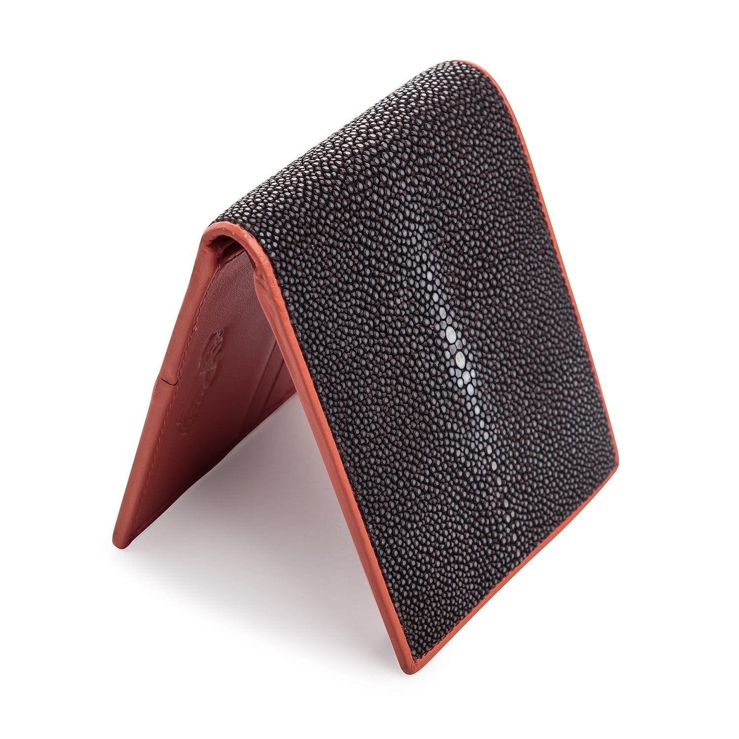 Genuine Stingray Skin Men's Wallet - Two-Tone Black & Brown Leather Bifold Wallet for Everyday Use & Gift Giving