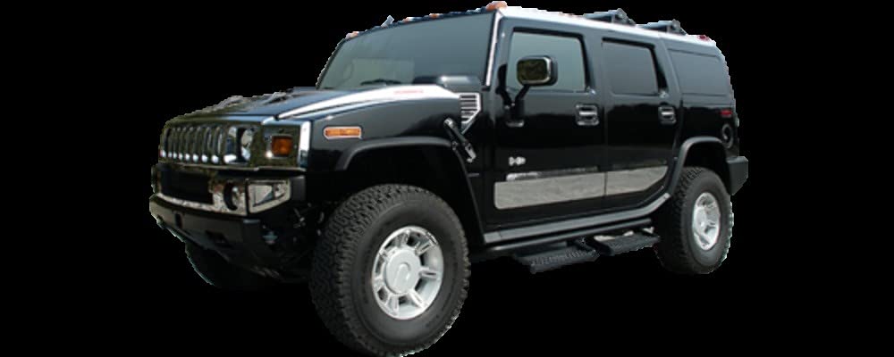 8-Piece Stainless Steel Letter Insert Graphic Rear Bumper Decals with 2 Accent Pieces for 2003-2009 Hummer H2 - Upgrade Your Truck's Style for Off-Road Adventures & Car Shows