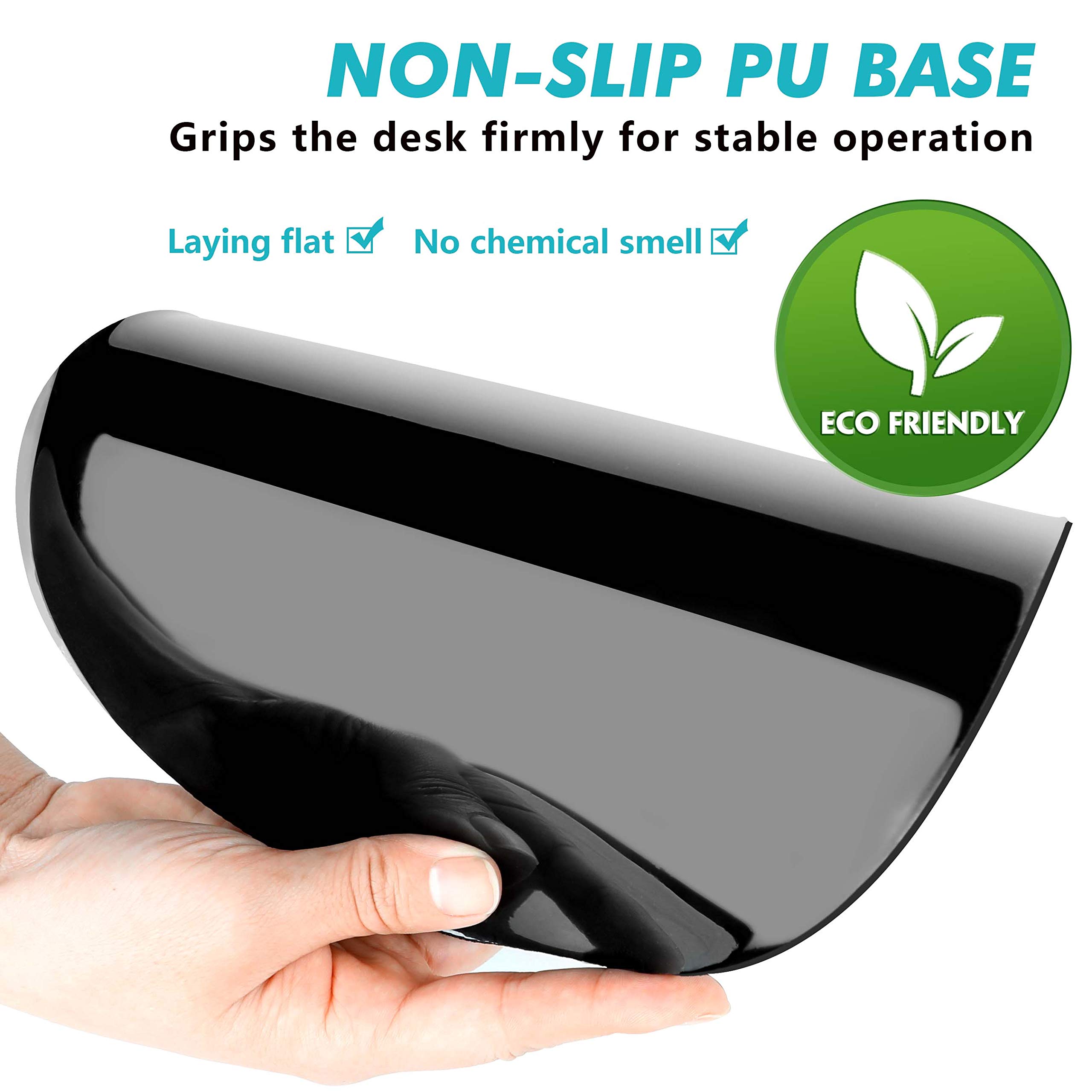 Ergonomic Mouse Pad with Gel Wrist Rest Support - Non-Slip PU Base Gaming Mouse Pad Set for Computer, Laptop, Home & Office Use - Perfect for Work, Gaming and Travel (Black)