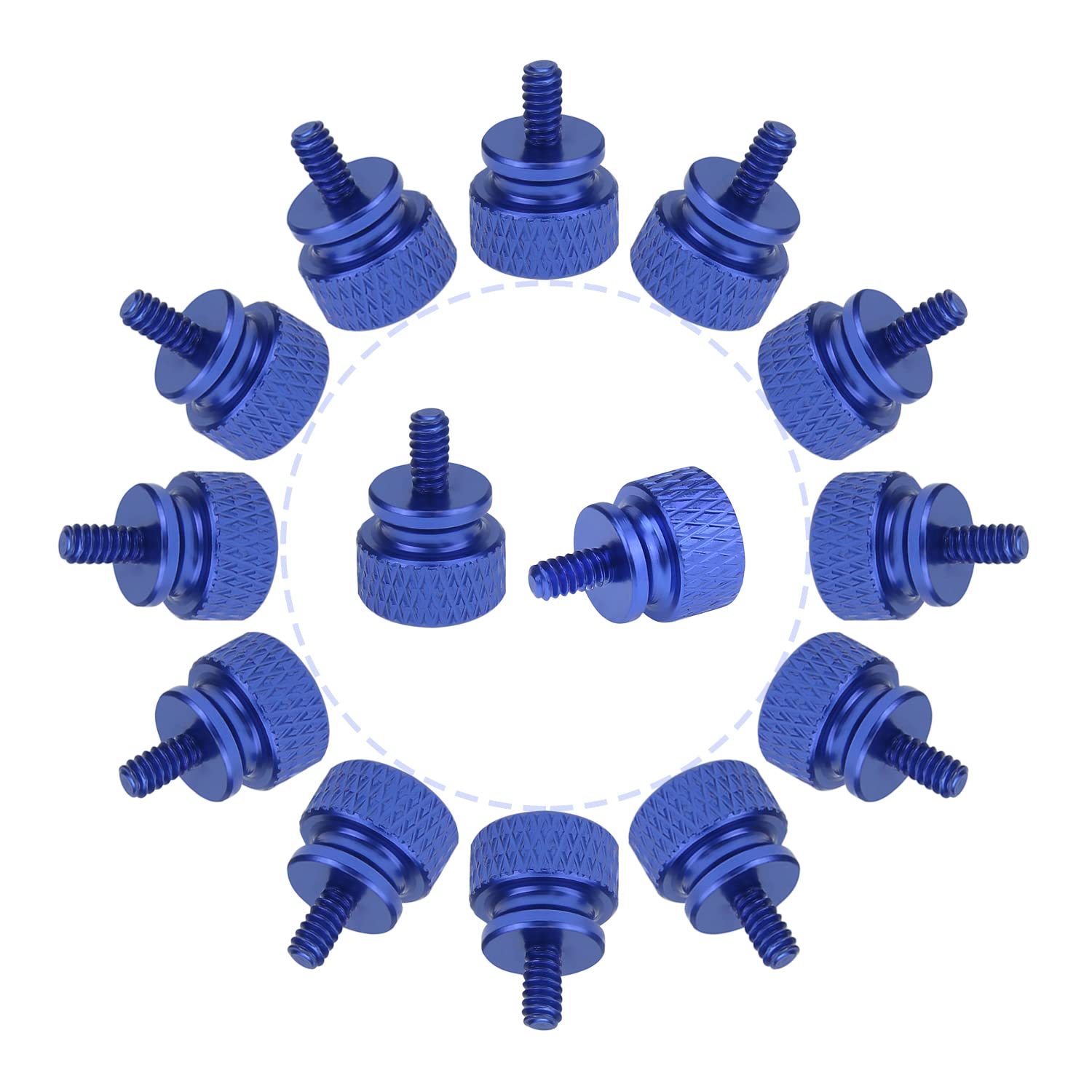 10-Pack 6-32 Thread Blue Anodized Aluminum Thumb Screws for Computer Case, Cover, Power Supply & Hard Drives - Easy Installation & Secure Fastening for PC Builds & Upgrades