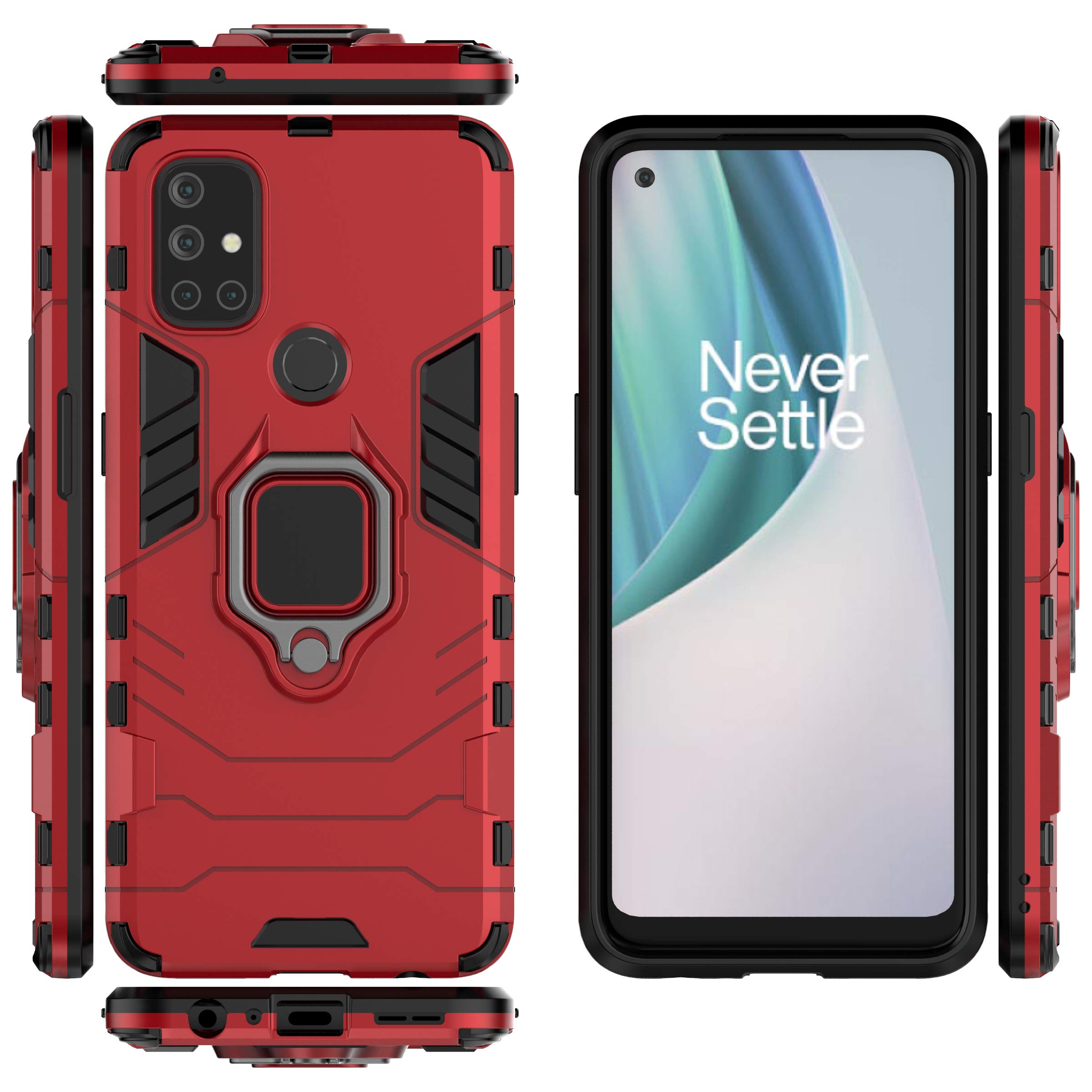 OnePlus Nord N10 Phone Case with 360° Rotating Ring Stand for Secure Grip & Hands-Free Viewing
