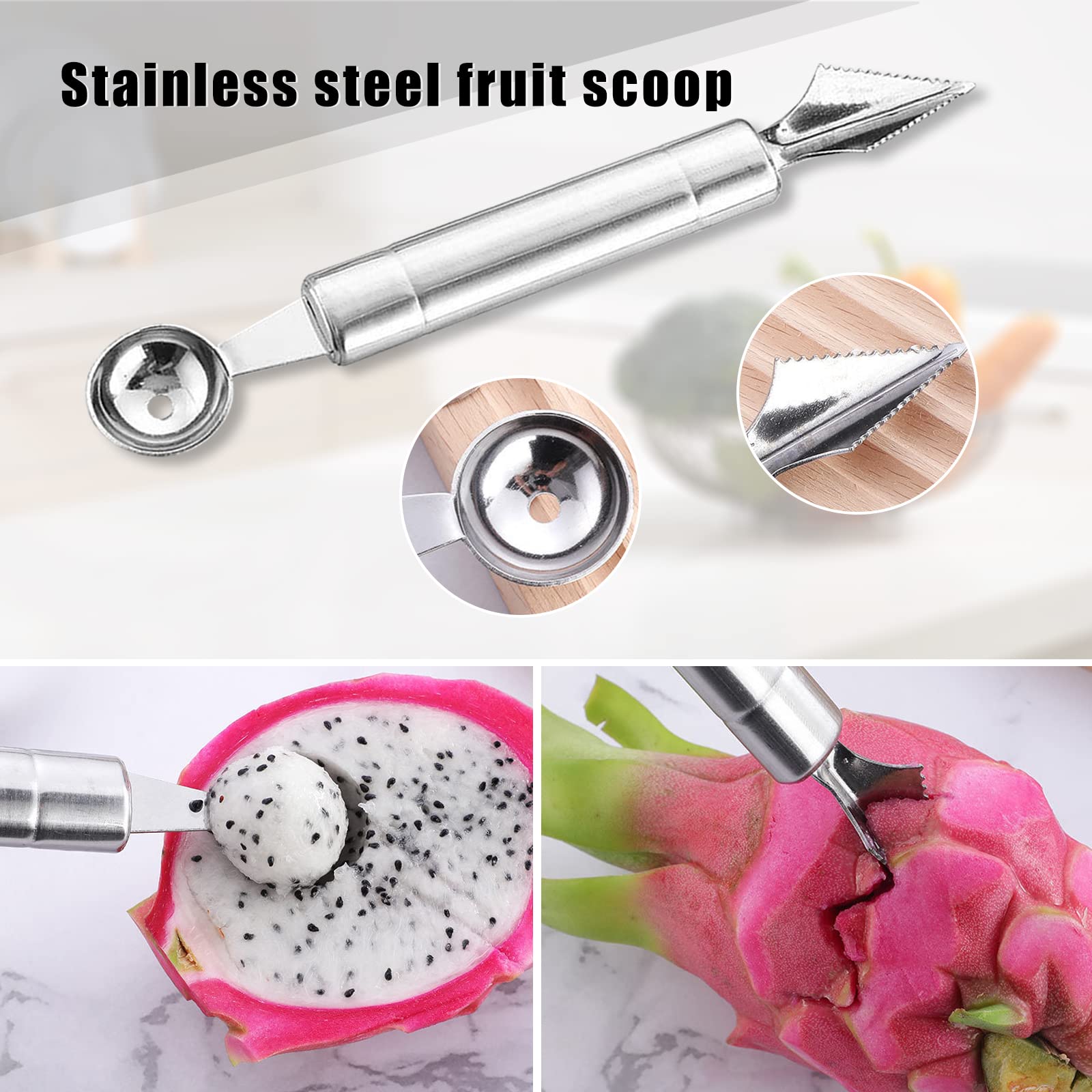 Premium 4-Piece Stainless Steel Fruit Carving Knife Set - Professional Apple Corer & Melon Baller for Kitchen DIY, Fruit Sculpting, Garnishing - Ideal for Home Chefs, Party Platters & Culinary Arts