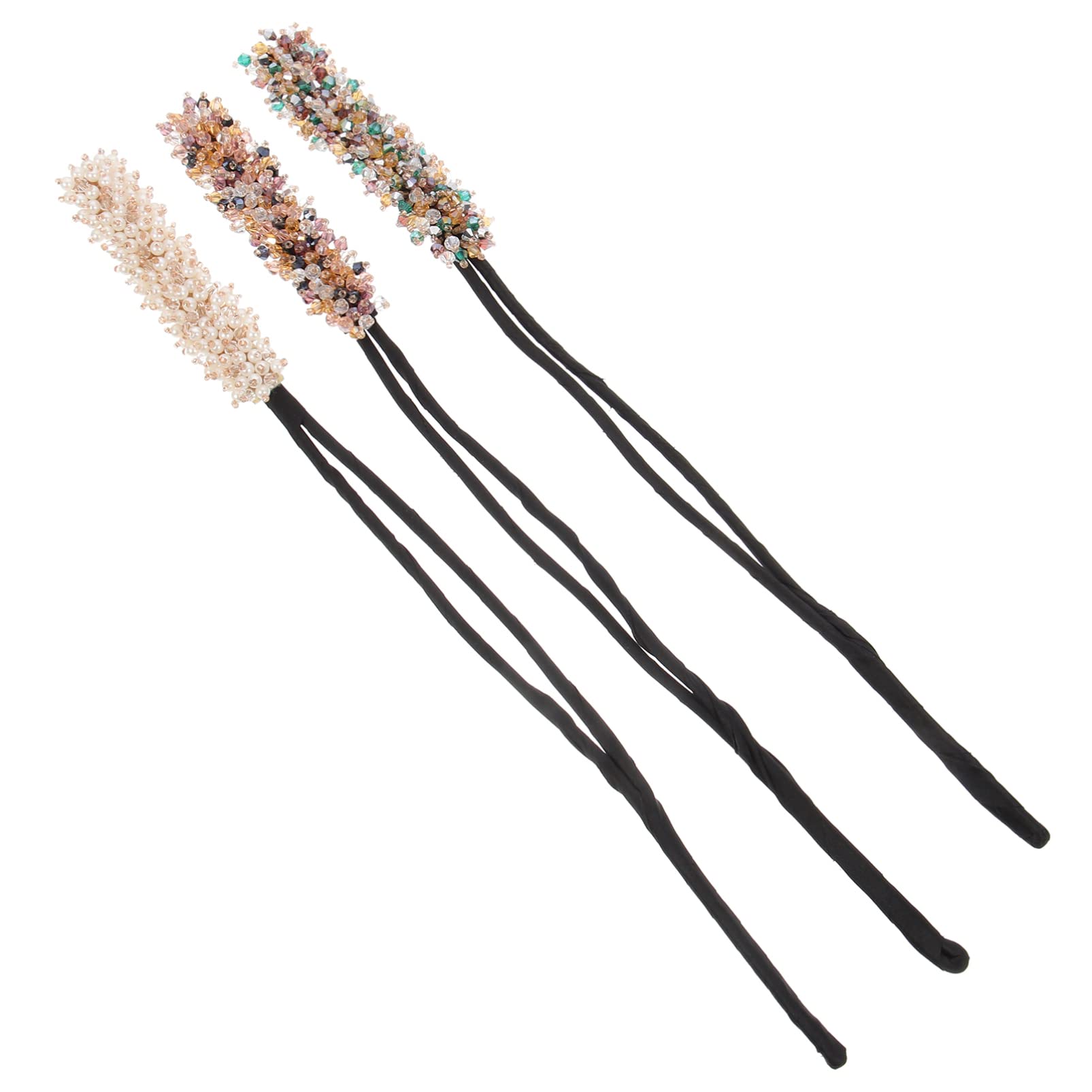 FOMIYES 3Pcs Hair Donut Bun Maker Set with Rhinestone Hair Clips & Bow Ties - Hair Styling Tools for Women, Braiding Accessories, Curlers for Party, Wedding, Prom, and Special Occasions