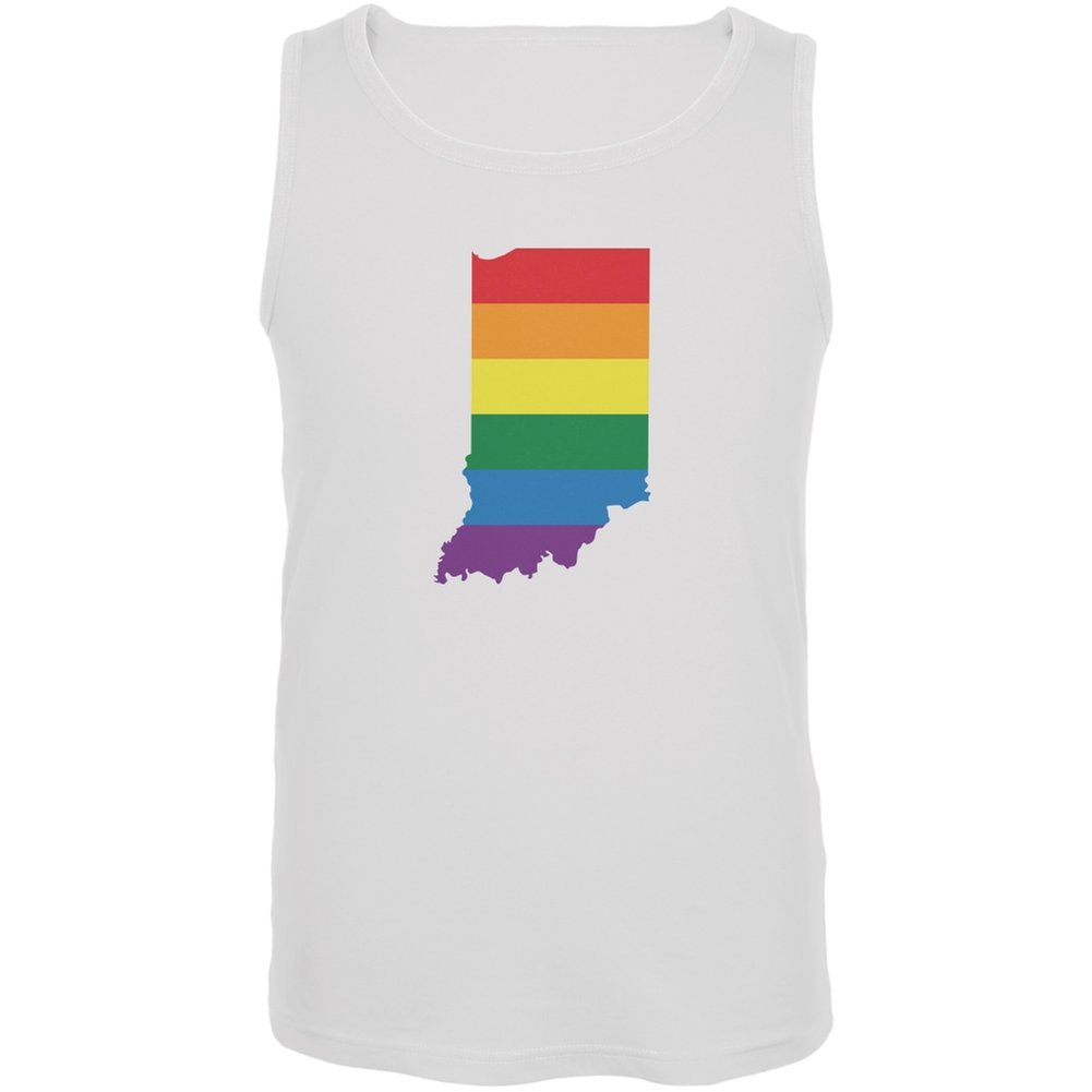 Indiana LGBT Gay Pride Rainbow White Adult Tank Top - Small | Comfortable & Stylish for Pride Parades, Festivals & LGBTQ+ Events