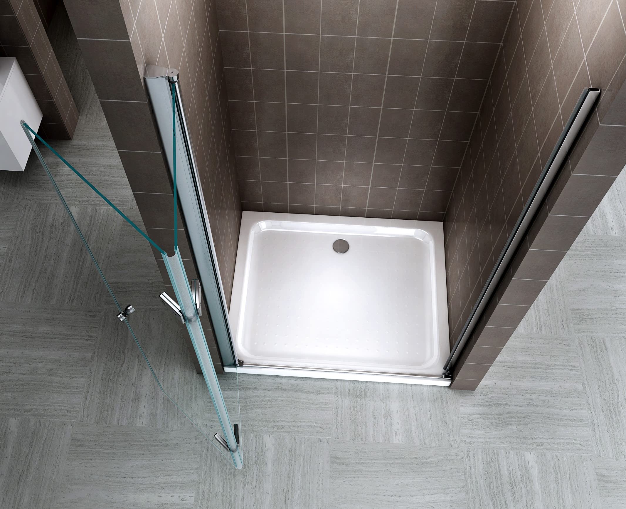 Frameless Single Folding Shower Door Enclosure - 6mm ESG Tempered Safety Glass - Clear Glass Bathroom Upgrade for Small Spaces - Perfect for Apartments, Tiny Homes & Modern Bathrooms