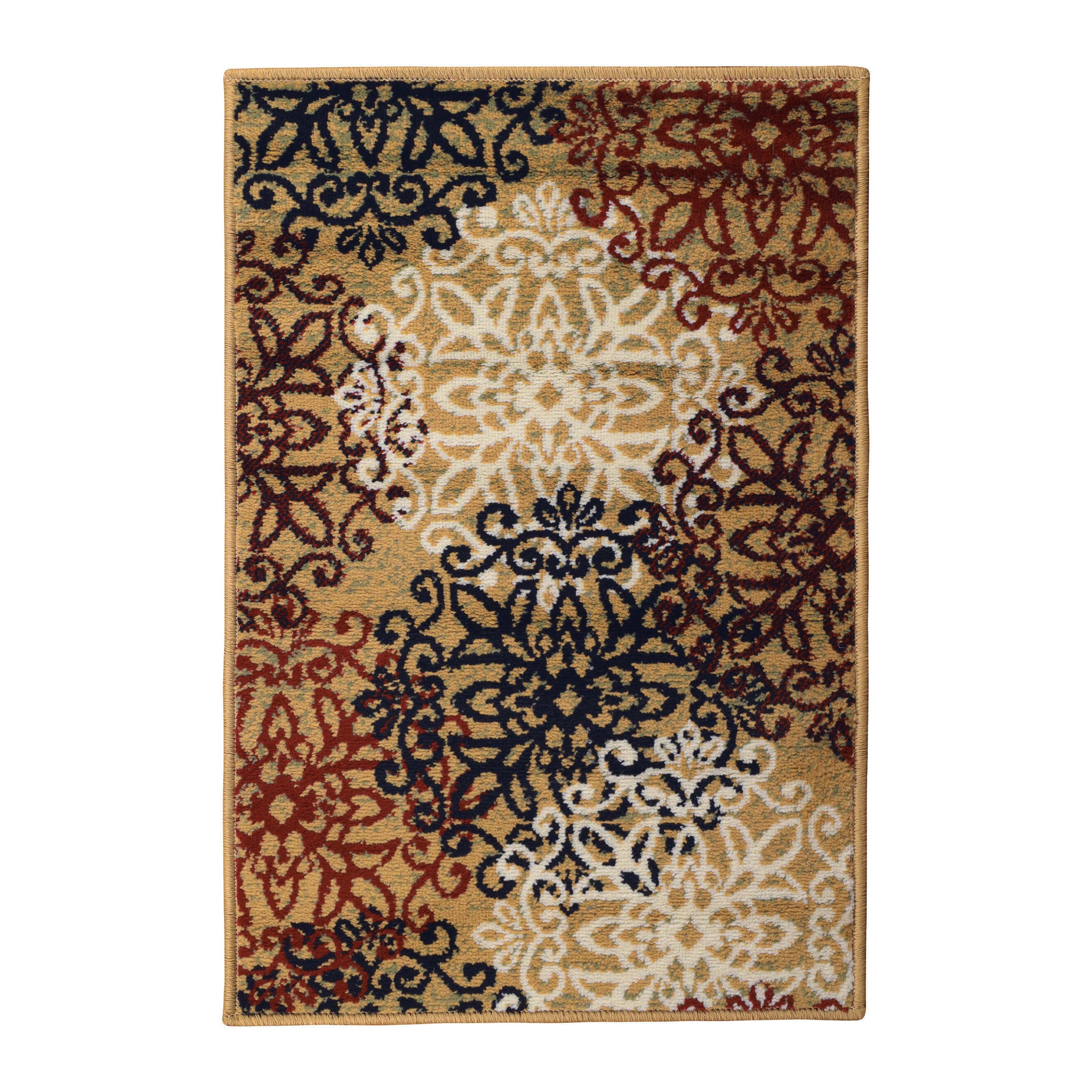 Leigh Traditional Floral Scroll Indoor Area Rugs & Runner Rugs - Non-Slip Soft Living Room Bedroom Decor Carpet