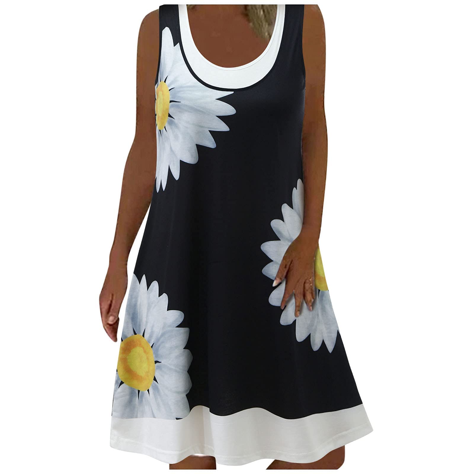 Women's Floral Print Summer Dresses - Sleeveless Flowy Tank Sundress for Casual Wear, Beach & Vacation | Plus Size Options Available