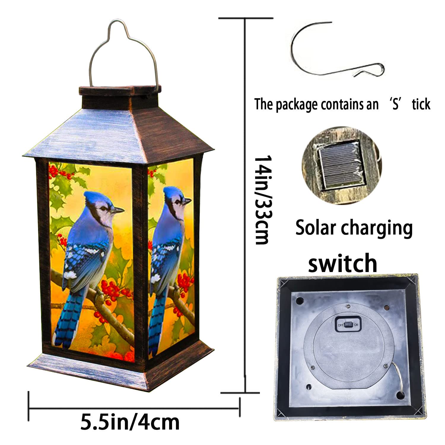 Solar Powered Outdoor Hanging Lantern - Waterproof LED Garden Lights for Patio, Porch, Tabletop Decoration | Blue Jay Design PVC Solar Lantern (1 Pack) - Perfect for Backyard Parties, Camping & Evening Ambiance