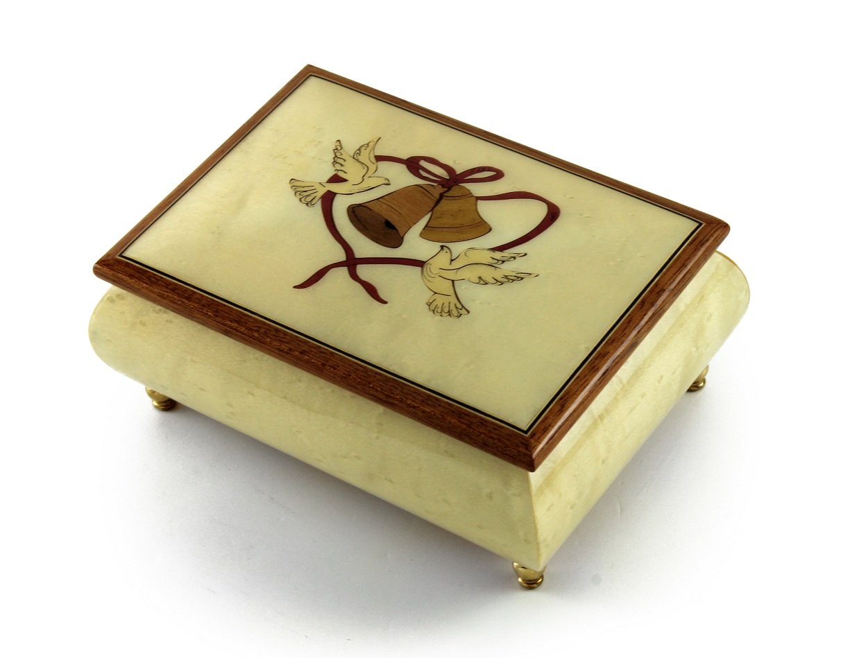 Eternal Wedding Theme Music Box - Doves, Bells & Heart Sorrento Design - Plays 12 Days of Christmas & More - Perfect for Wedding Favors, Anniversary Gifts & Home Decor