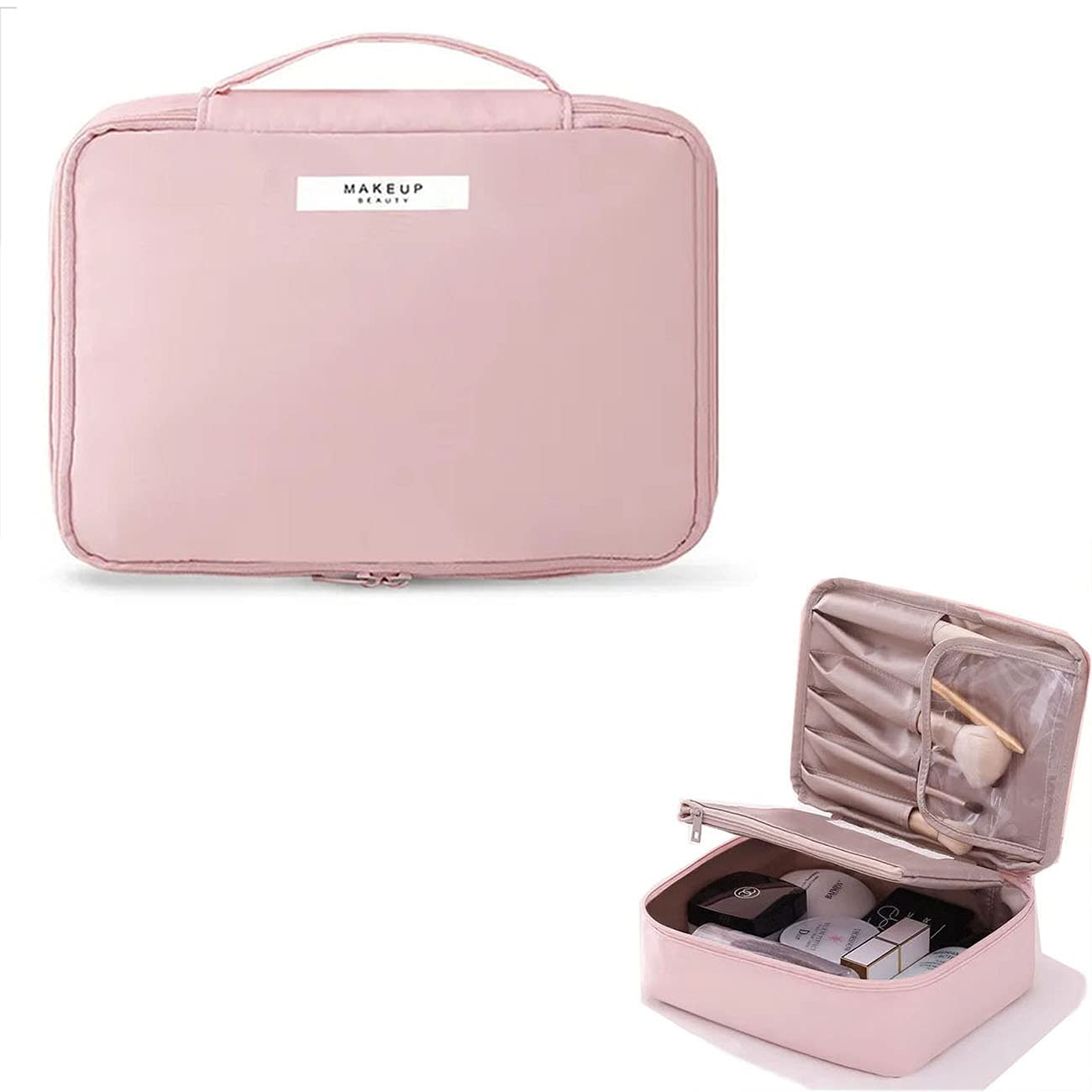 Waterproof Travel Toiletry Bag for Women & Men - Large Pink Cosmetic Organizer with Multiple Pockets - Perfect for Makeup, Skincare & Travel Essentials (Size L) - Ideal for Vacation, Gym, Camping & Business Trips