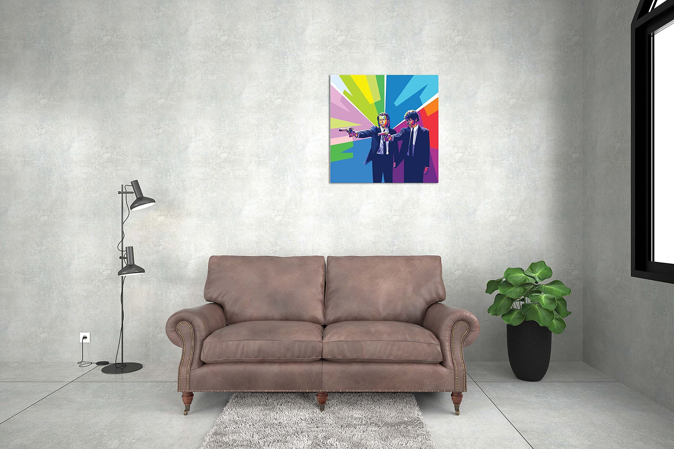 Pulp Fiction Pop Art Canvas - Framed Wall Decor (16x16in) for Living Room