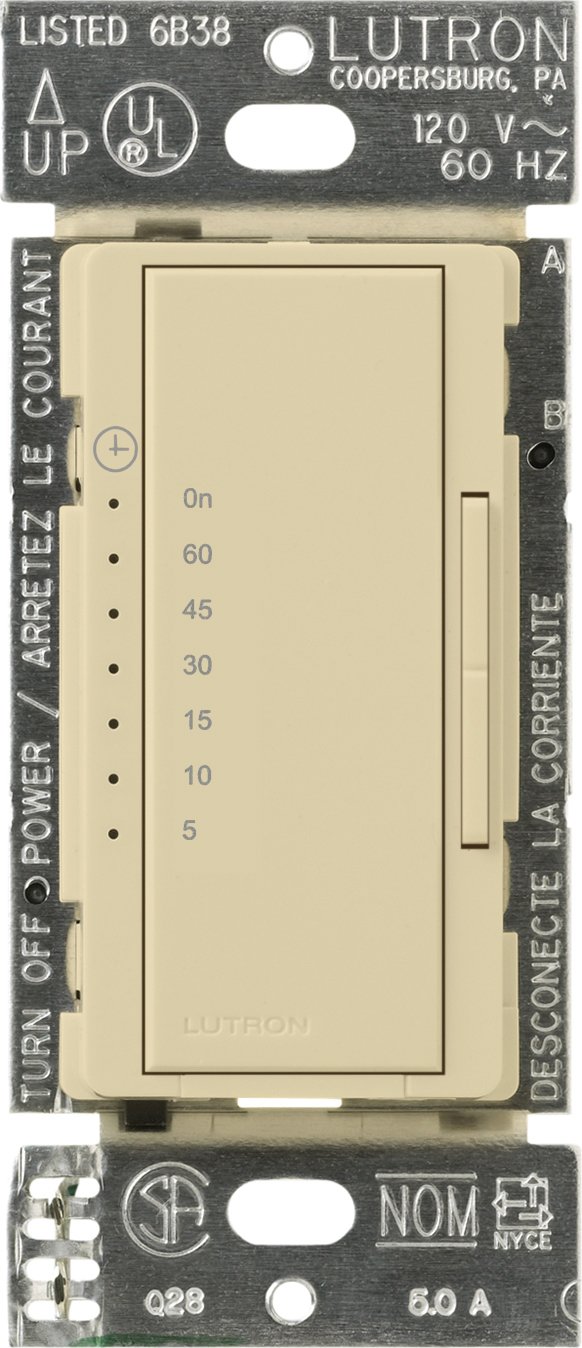 Lutron MA-T530G-IV Maestro Eco-Timer Single-Pole Dimmer Switch, Ivory - Perfect for Bedrooms, Living Rooms & Energy-Efficient Home Lighting Control