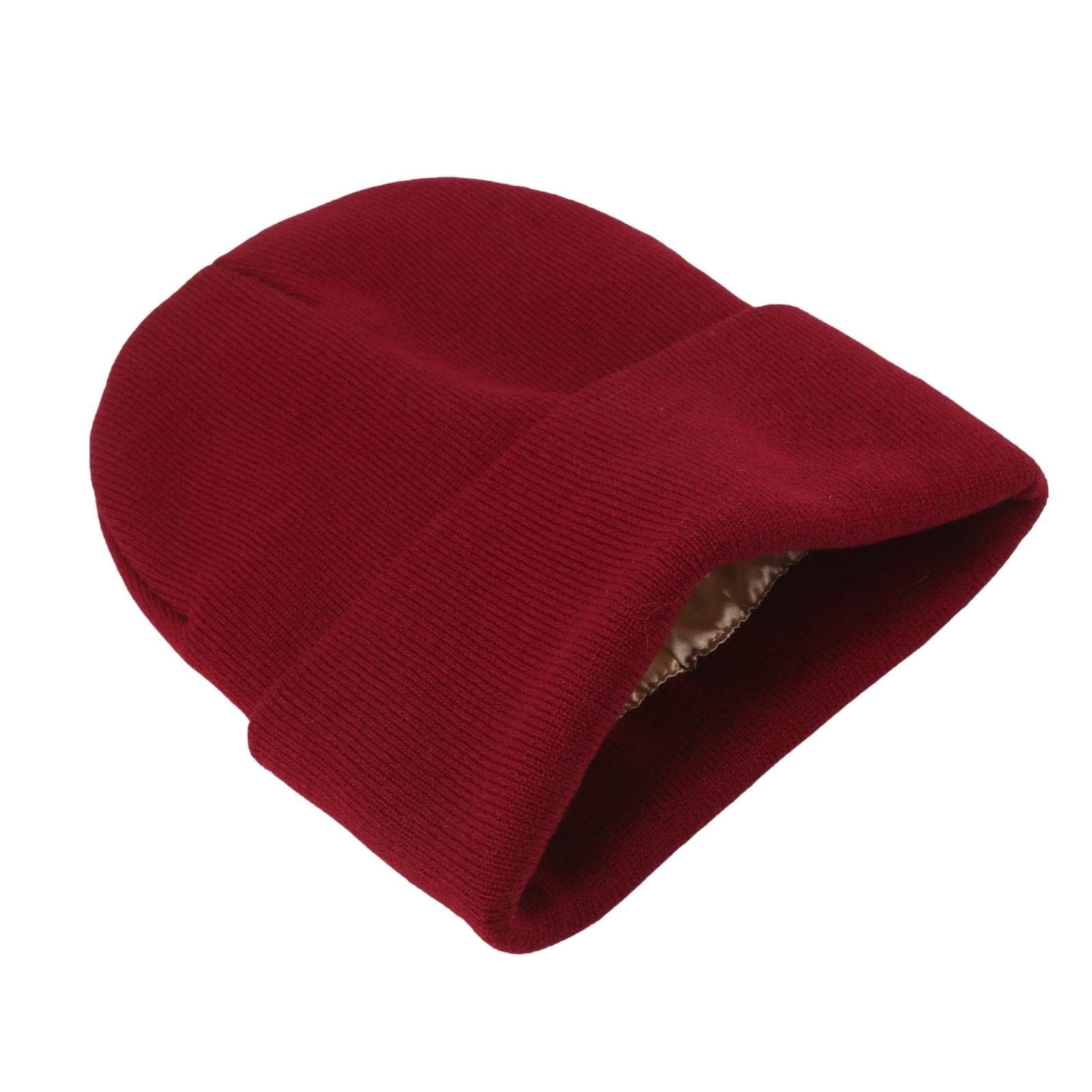 Silk Lined Winter Beanie Hat for Women & Men - Satin Lined Skull Cap with Cuff - Soft Warm Ski Beanie for Cold Weather - Perfect for Snowboarding, Skiing & Everyday Winter Wear