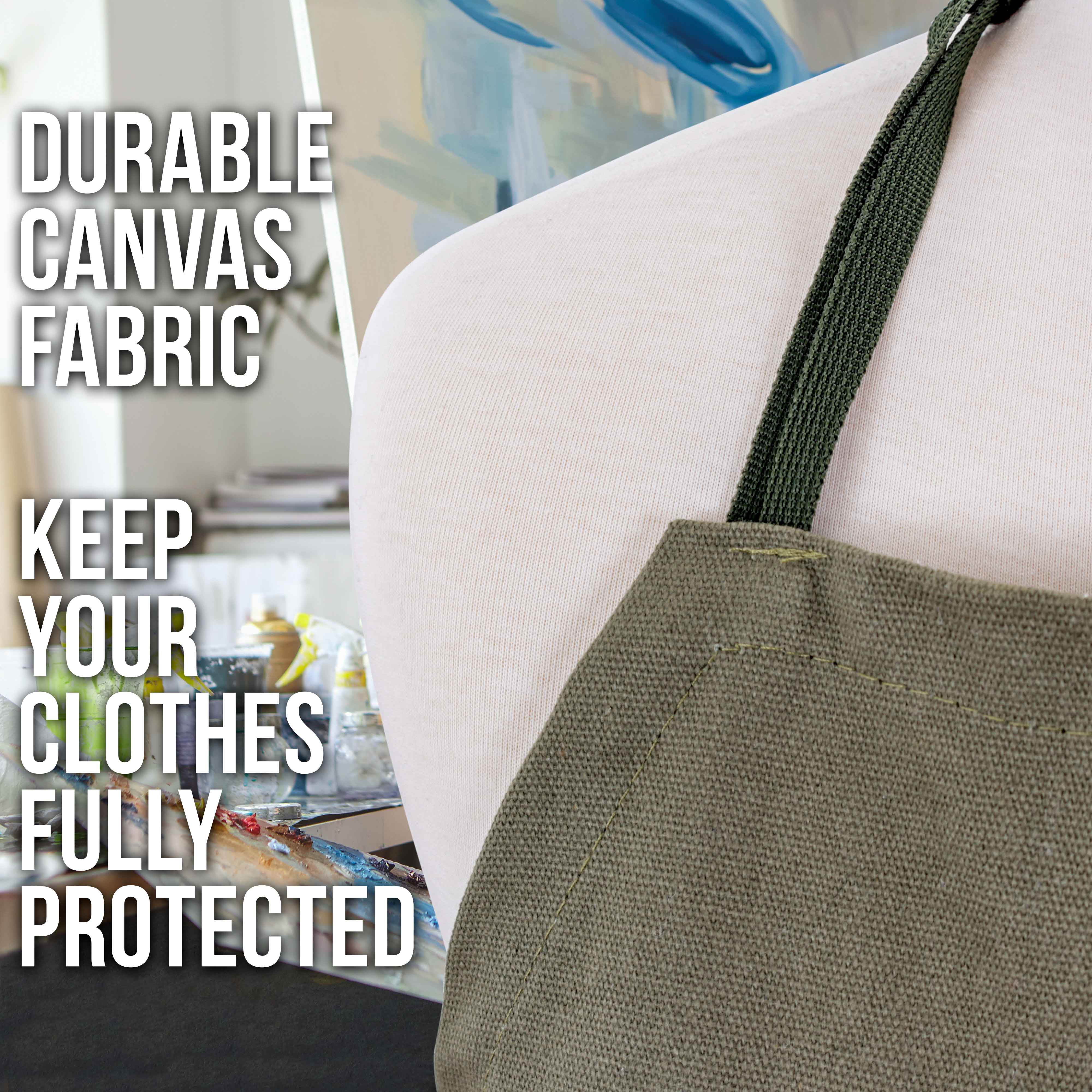 Extra Large Adjustable Artist Apron for Painting - 30 x 25 Inches Waterproof Canvas Smock with Pockets - Perfect for Art Classes, Pottery Studio & DIY Crafts