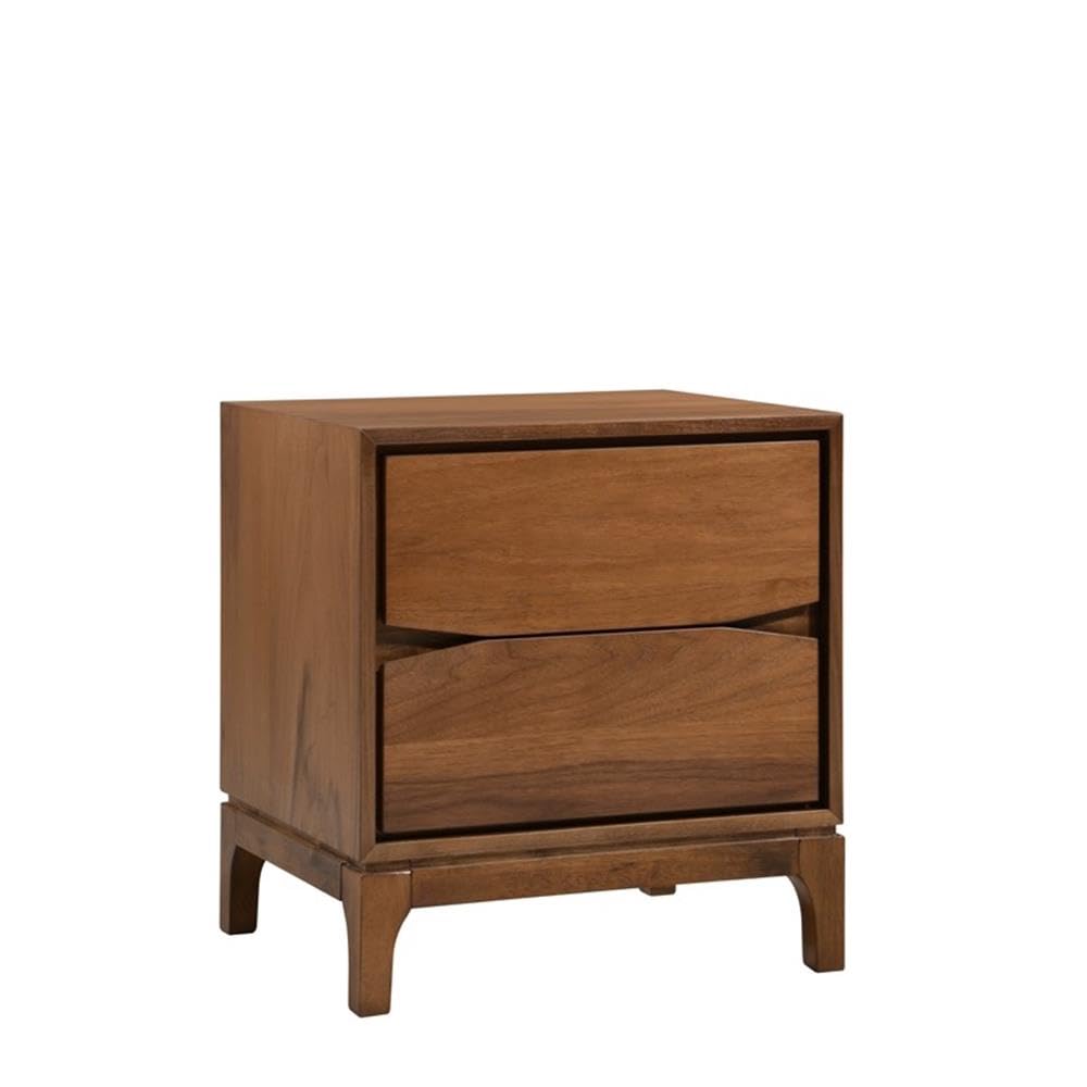Monte Rosa 2 Drawer Solid Walnut Wood Nightstand - Bedside Table for Bedroom with Storage, Perfect for Small Spaces & Modern Home Decor