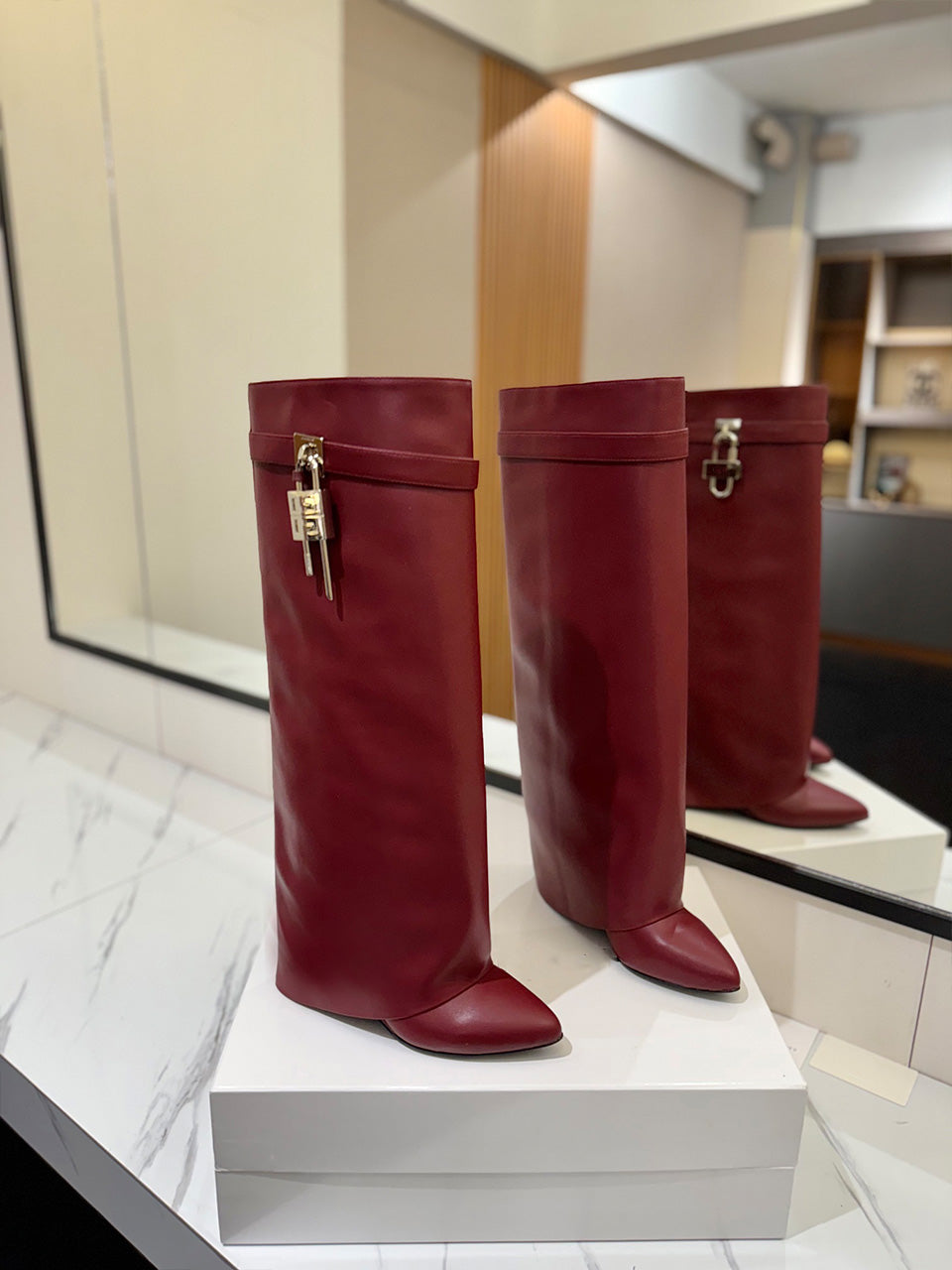 Stylish Women's Long Silver Boots with Lock Detail - Perfect for Winter Fashion & Outdoor Adventures
