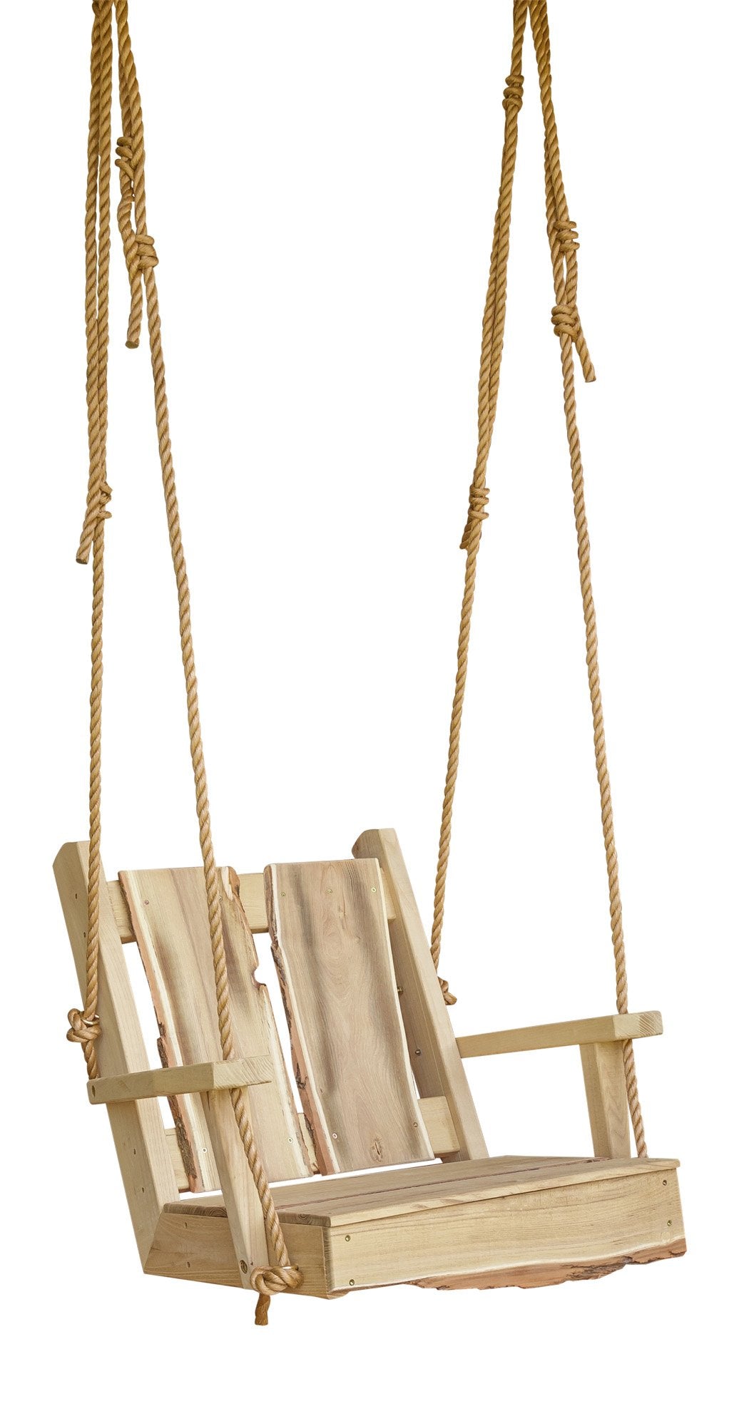A & L Furniture Blue Mountain 2ft Timberland Chair Swing With Rope - Outdoor Patio Hanging Chair for Garden, Backyard, Porch Relaxation