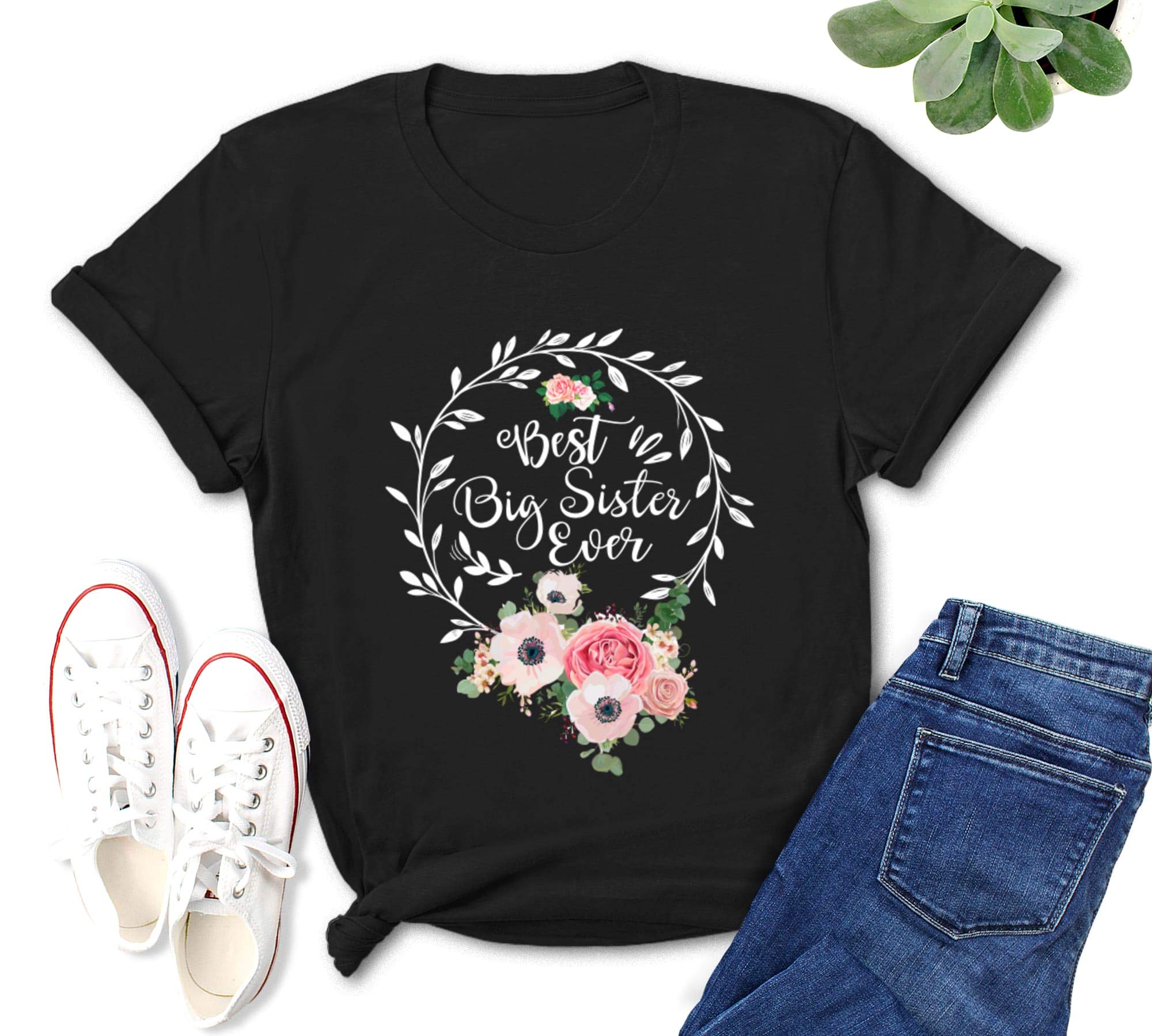 Best Sister Gift T-Shirt - Floral Design for Women & Moms