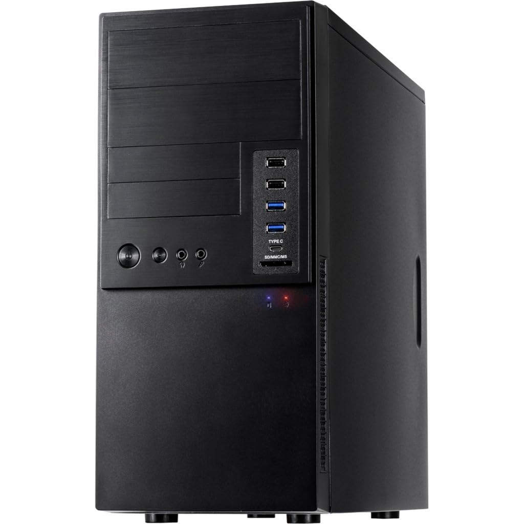 Inter-Tech IT-6865 Black Micro-ATX Tower PC Case - Compact Computer Chassis for Gaming & Office Use (14x34cm, CE Certified) - Perfect for Home & Small Business Desktop Builds