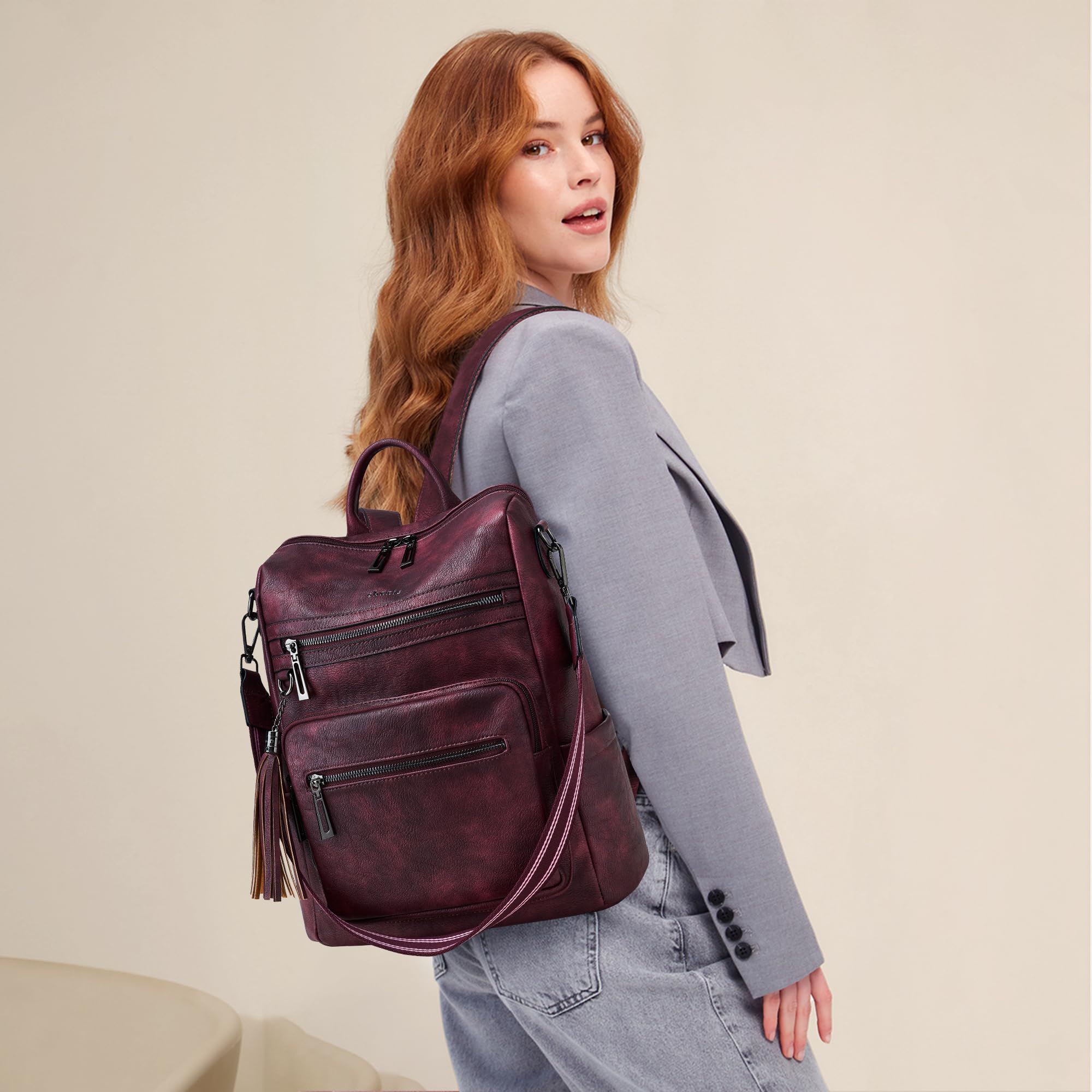 Shrrie Women's Leather Backpack Purse - Fashion Designer Convertible Shoulder Bag for Travel, Work & Daily Use | Stylish & Functional