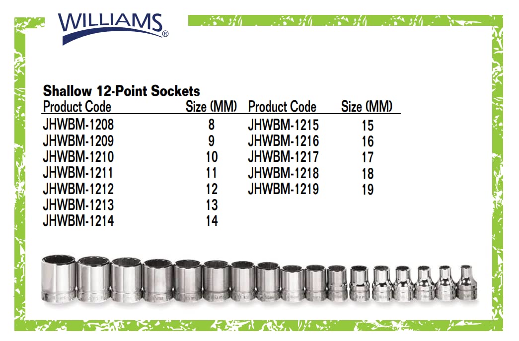 Williams MSB-29FTB 29-Piece 3/8-Inch Drive Metric Socket Set with Ratchet, Extensions & Toolbox - Professional Mechanic Tools for Auto Repair, DIY Projects & Home Maintenance