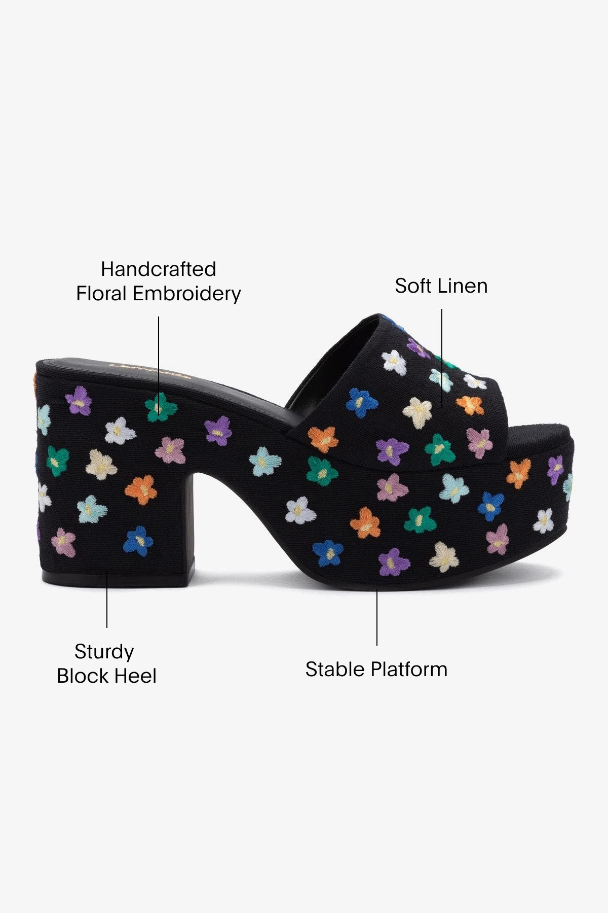 Miso Platform Sandal - Black Linen Women's Shoes | Comfortable Summer Sandals for Beach, Walking & Casual Outfits
