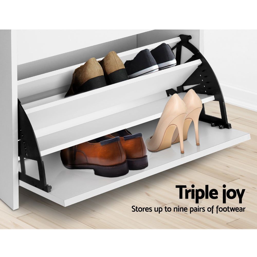Artiss White Shoe Cabinet Bench - 15 Pair Shoe Organizer Storage Rack with Seat | Perfect for Entryway, Mudroom & Bedroom Shoe Storage