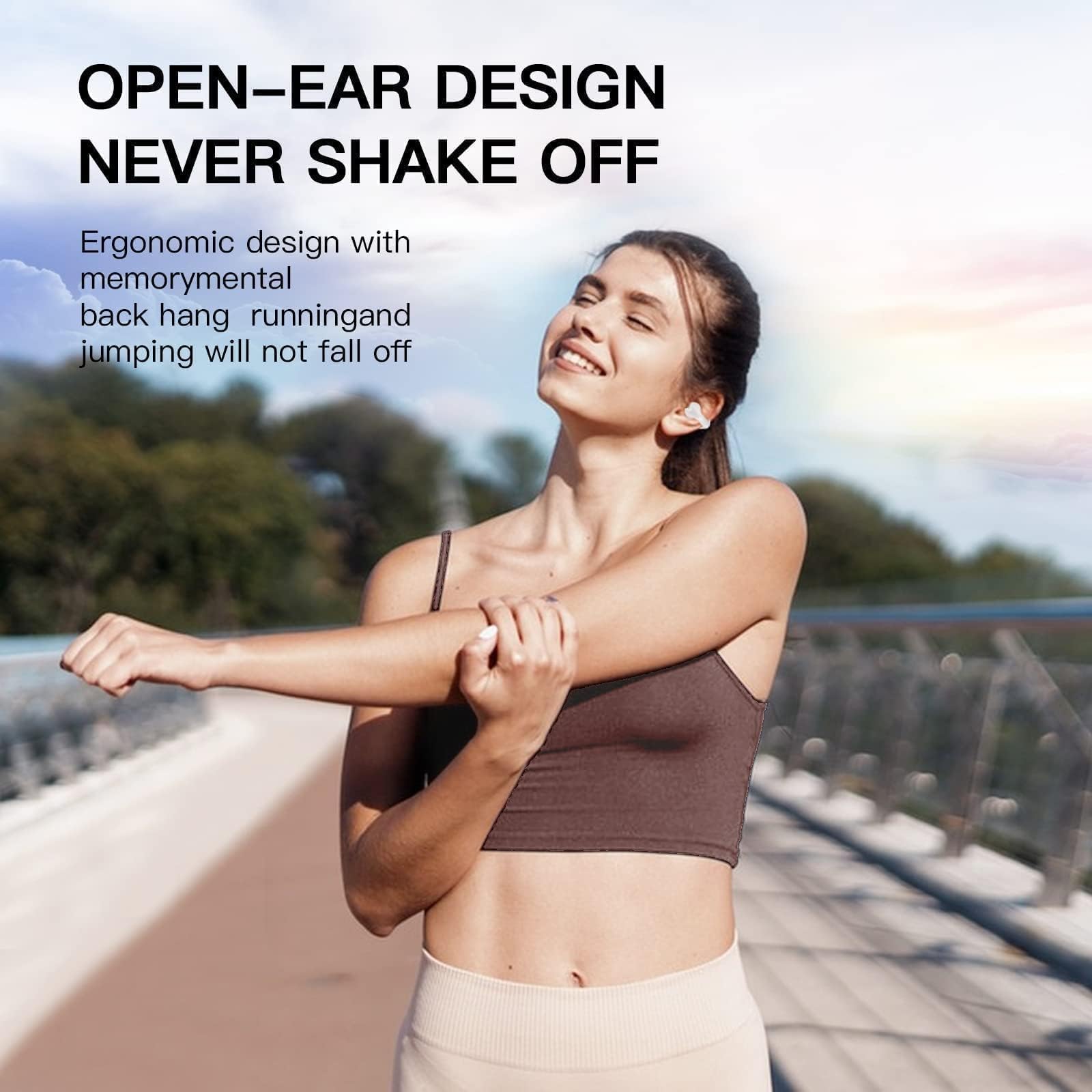 Wireless Clip-On Earbuds - Open Ear Bluetooth Headphones with Bone Conduction Technology for Running, Cycling & Workouts - Sweatproof & Comfortable Sports Earphones