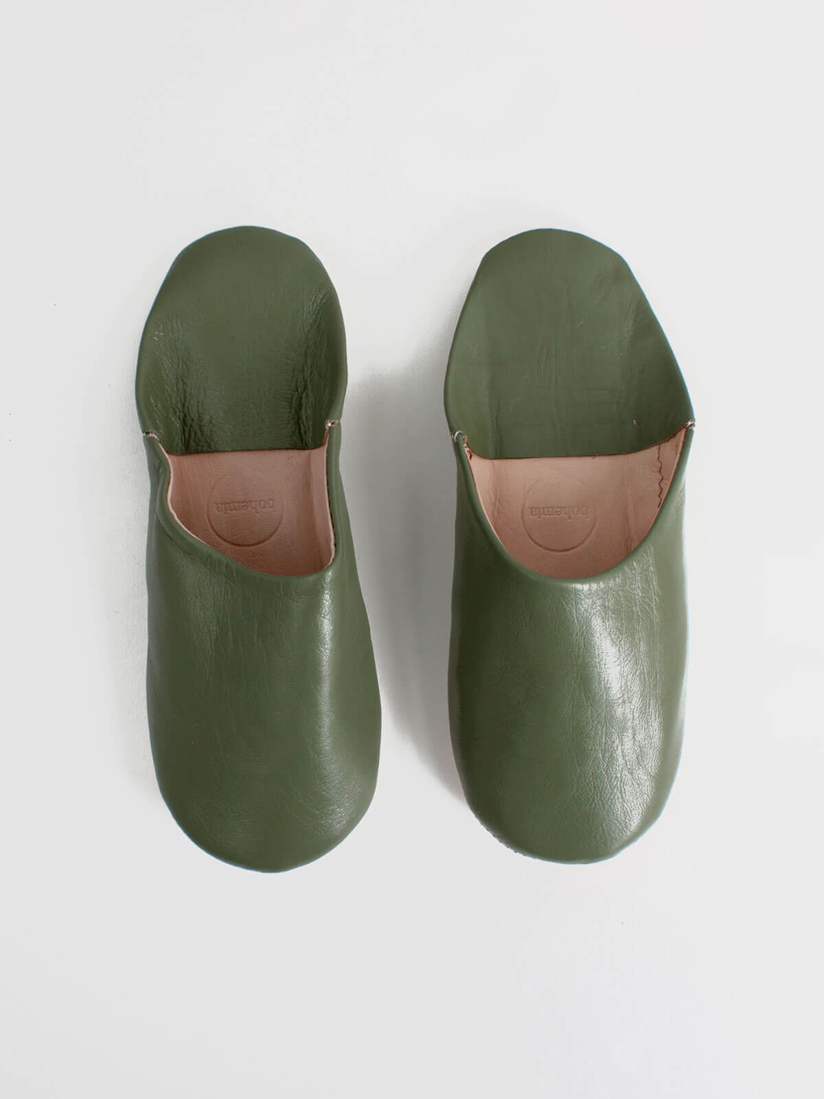 Authentic Moroccan Babouche Slippers - Soft Leather Olive Green House Shoes | Comfortable & Breathable for Home, Lounge & Indoor Use
