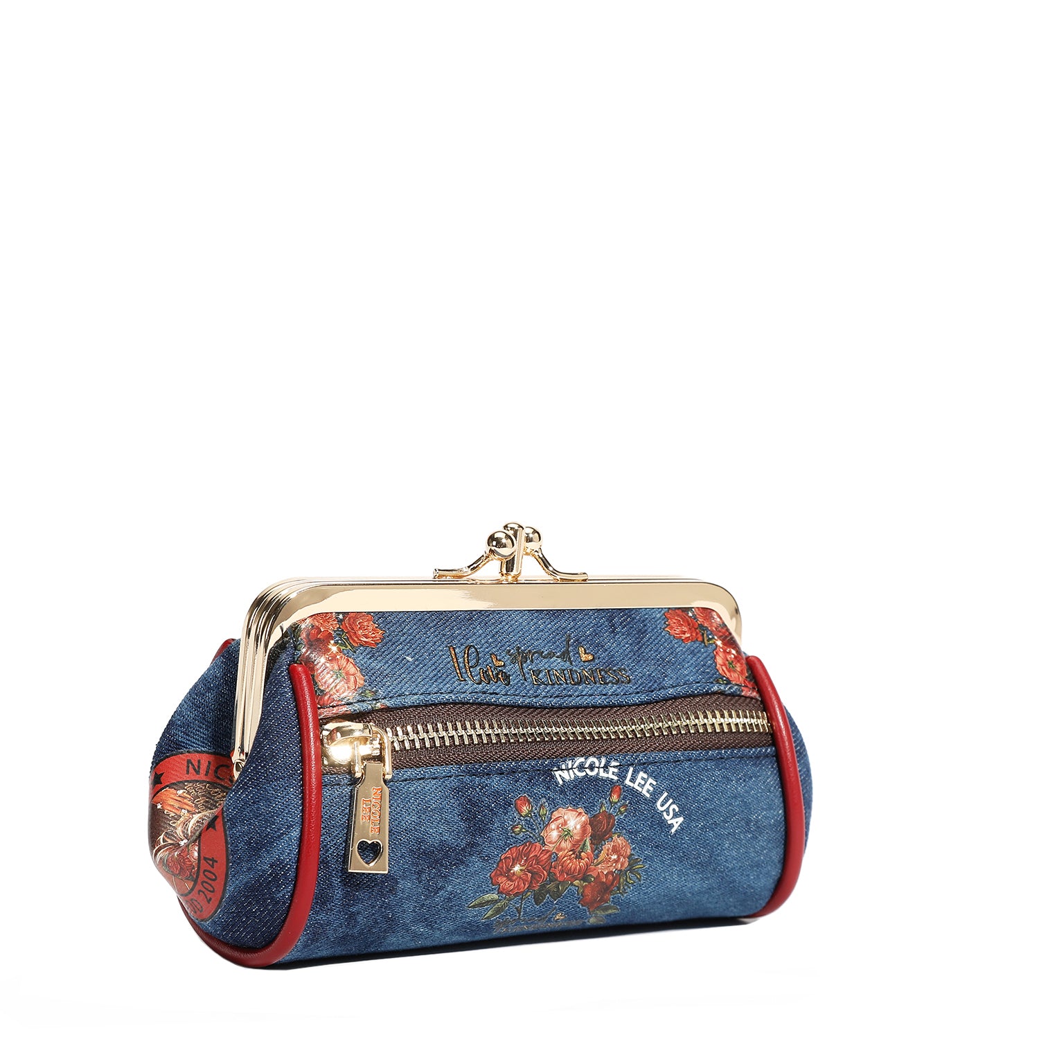 Denim Mini Kiss Lock Coin Purse Wristlet - Stylish Small Wallet for Women - Perfect for Parties, Shopping & Everyday Use