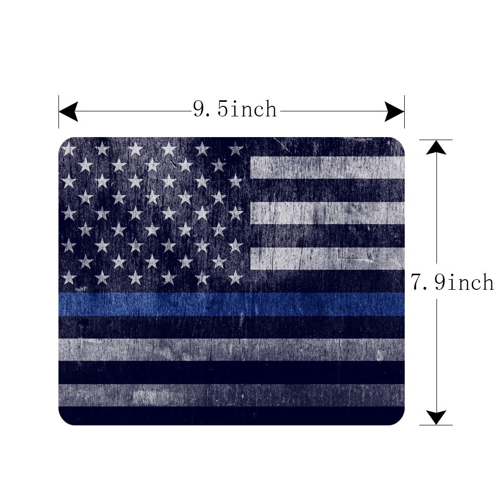 Thin Blue Line Police Support Gaming Mouse Pad - Non-Slip Rubber Base for Computers & Laptops (9.5x7.9 Inch) - Perfect for Office, Gaming & Law Enforcement Workstations