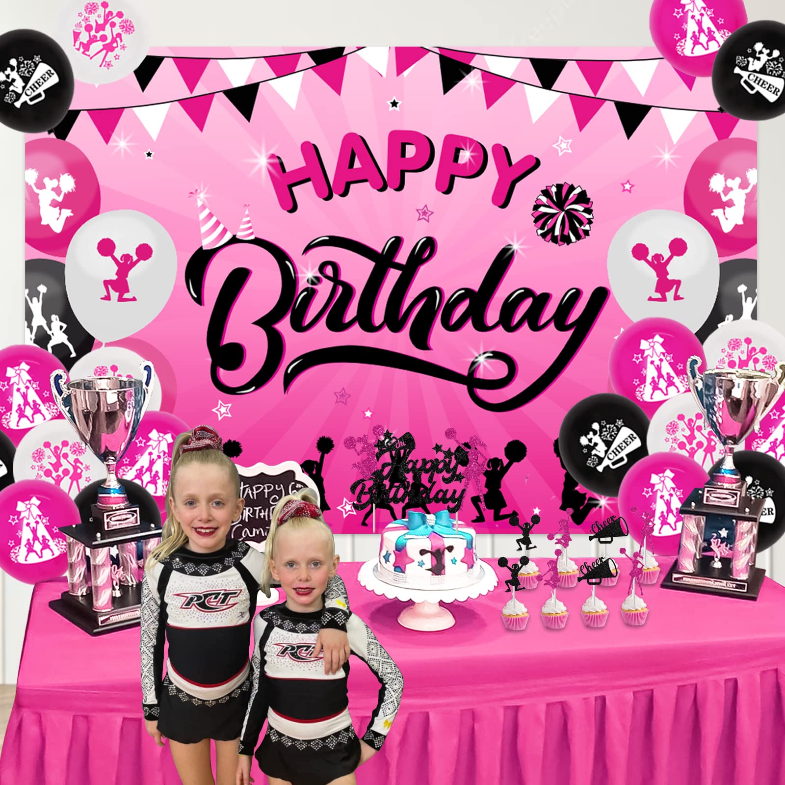 Cheerleader Party Decorations - Rose Red Black Theme for Birthday Celebrations