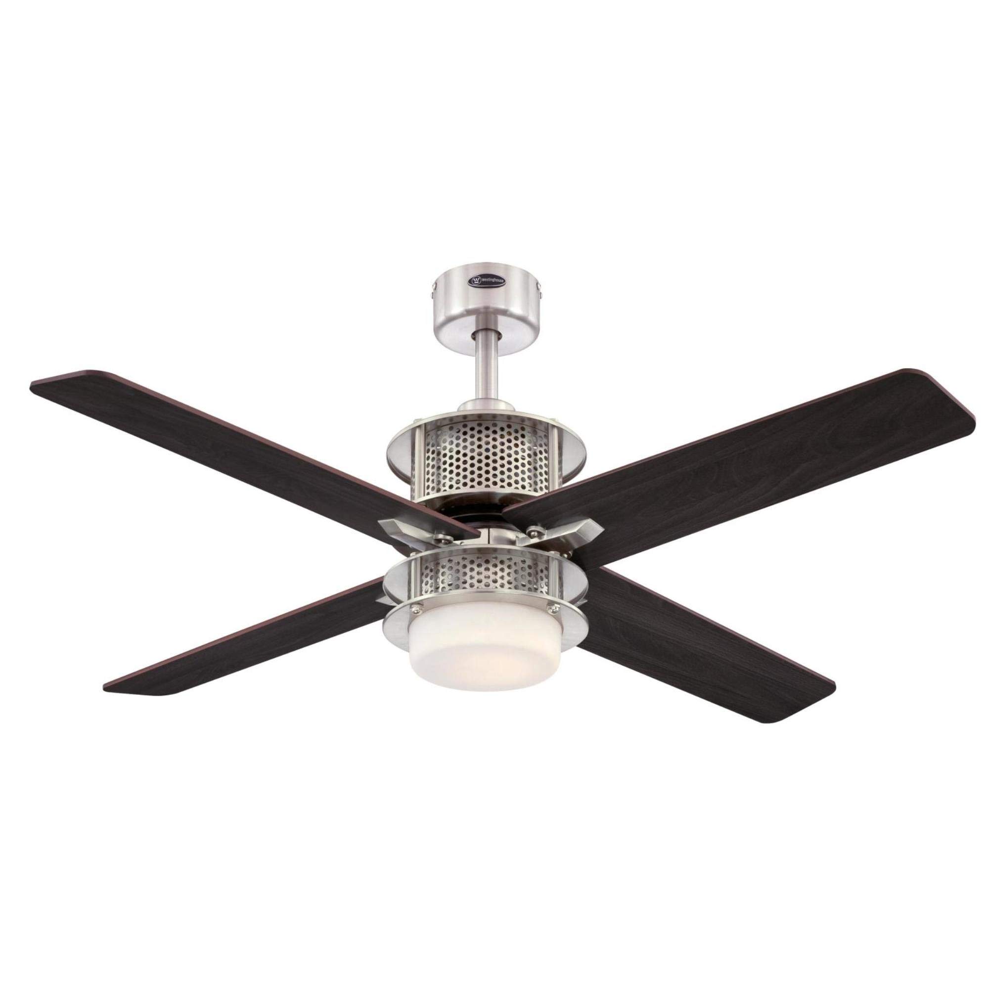 Westinghouse 7221100 48-Inch Brushed Nickel Indoor Ceiling Fan with Light Kit and Remote Control - Perfect for Living Room, Bedroom, and Office Spaces