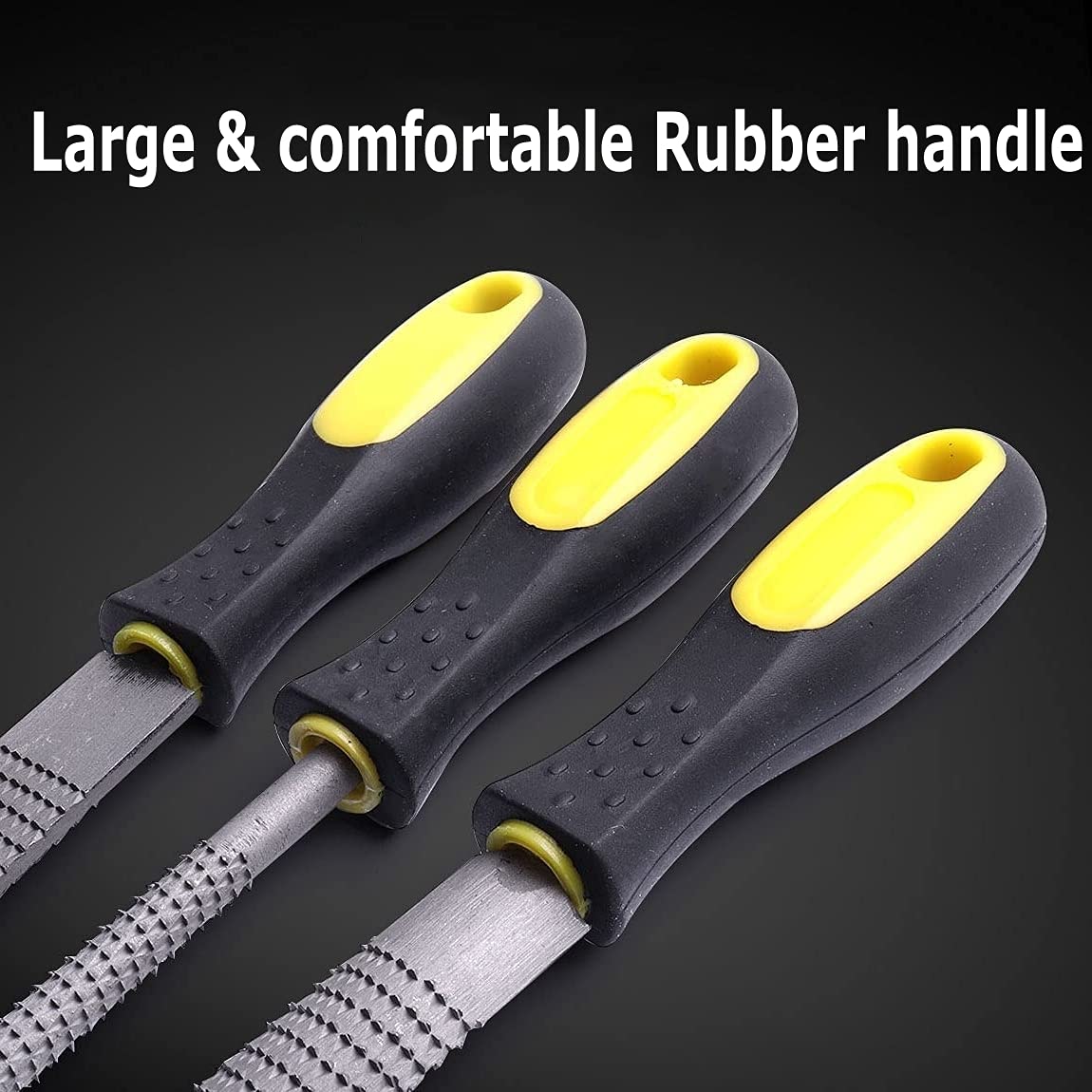 AihuiWood 3-Piece Wood Rasp File Set - Round, Half-Round & Flat Carbon Steel Files for Woodworking, Shaping & Sharpening | Perfect for DIY Projects, Furniture Making & Wood Carving