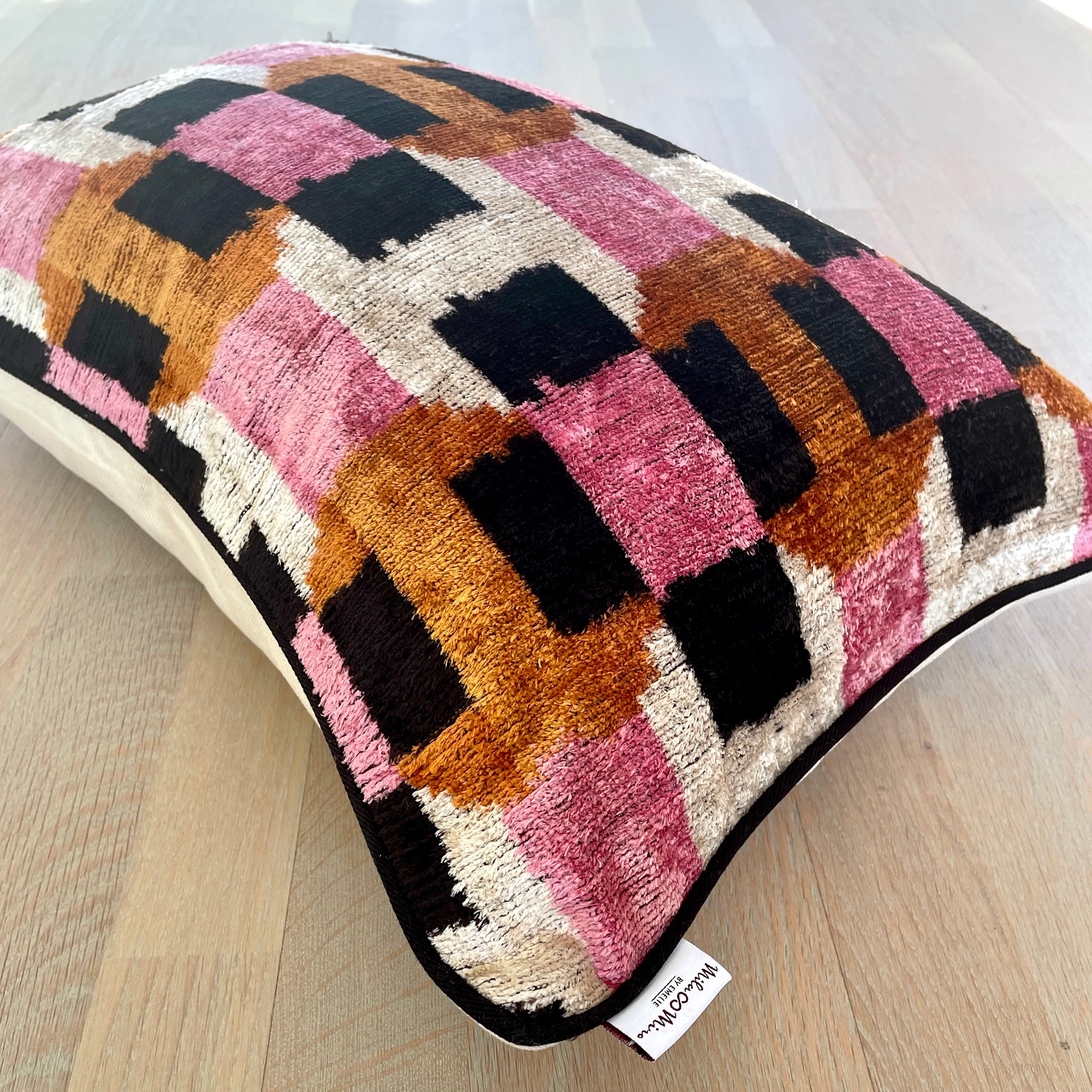 Velvet Ikat Cushion Cover | Soft Decorative Throw Pillow Case for Sofa, Bed & Home Decor - Boho Chic Living Room & Bedroom Accent