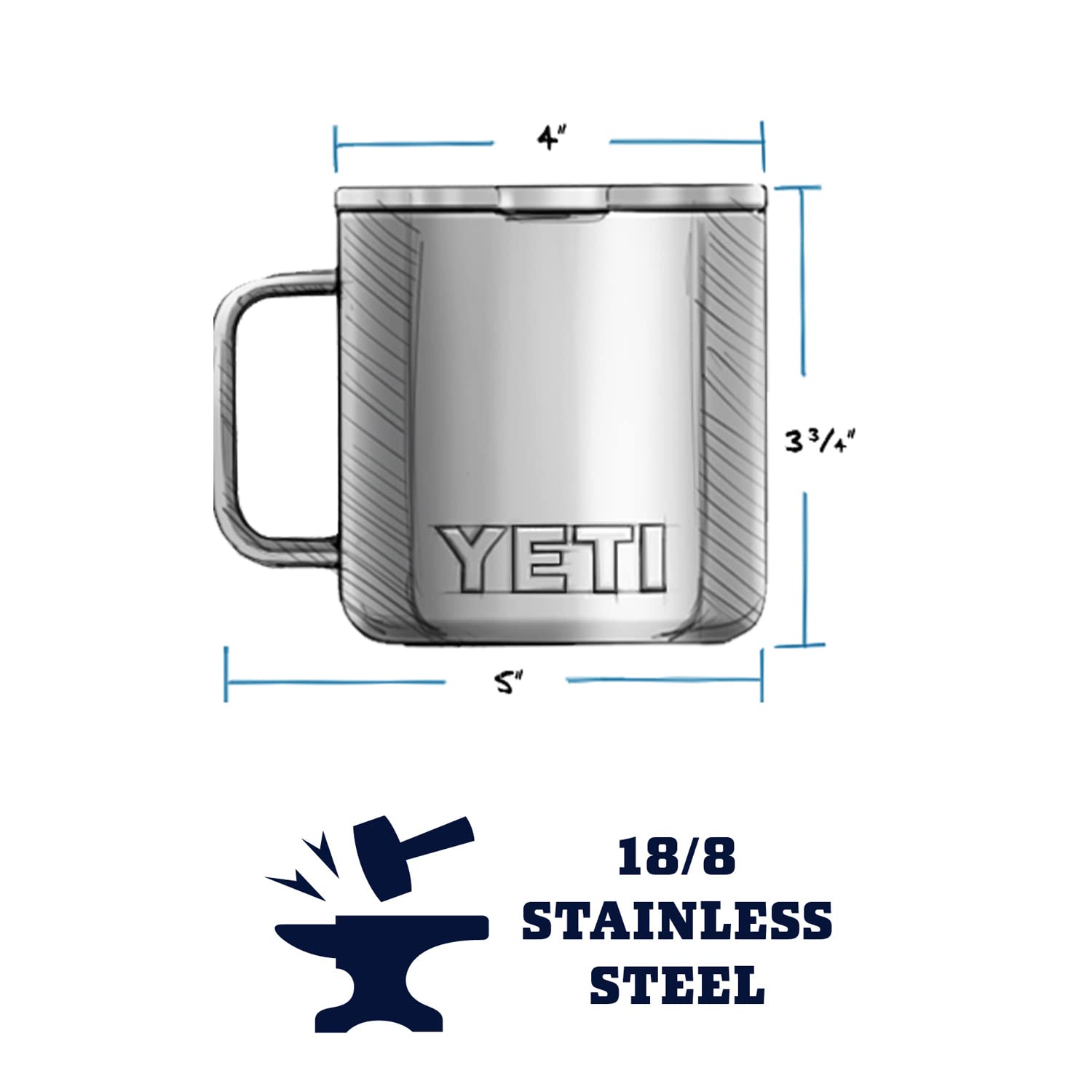 YETI Rambler 14 oz Stainless Steel Vacuum Insulated Travel Mug with MagSlider Lid - Keeps Drinks Hot/Cold for Hours - Perfect for Coffee, Tea, Camping & Office Use