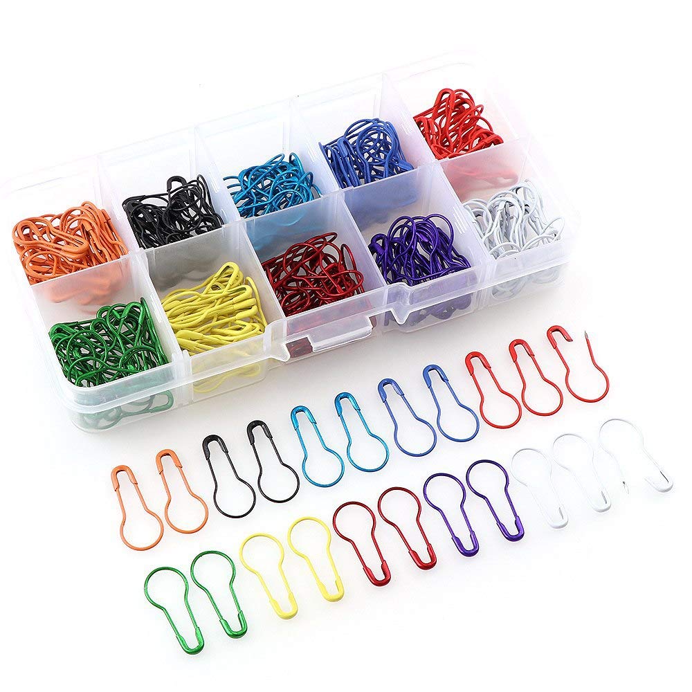 300-Piece Colorful Safety Bulb Pins for Knitting - 10-Color Calabash Crochet Stitch Markers with Storage Box | DIY Yarn Projects, Knitting Accessories, Craft Supplies | Perfect for Knitters, Crocheters & Handmade Enthusiasts