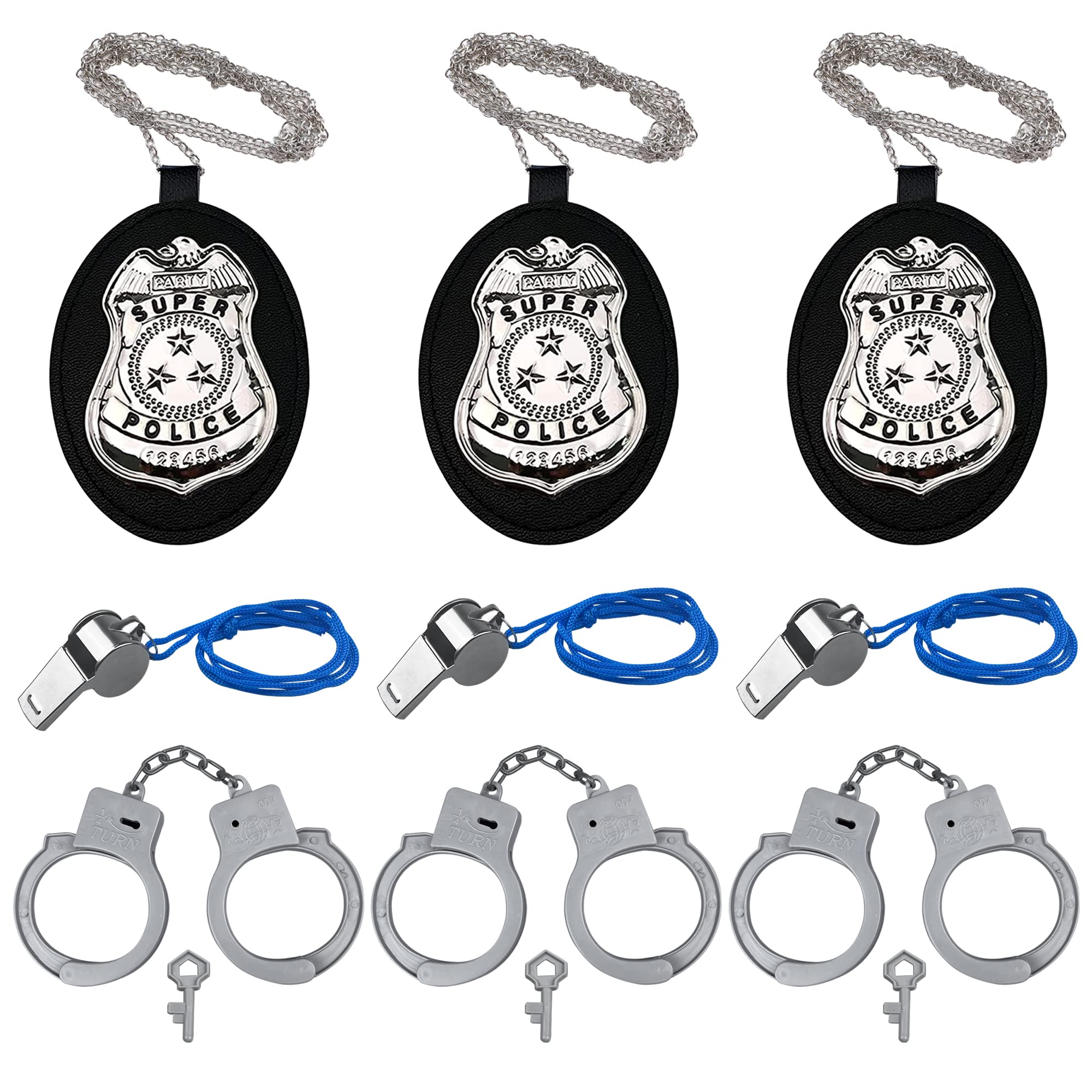 12PCS Police Role Play Toy Set - Handcuffs, Whistles & Accessories for Kids Pretend Play - Perfect for Birthday Parties & Costume Dress-Up