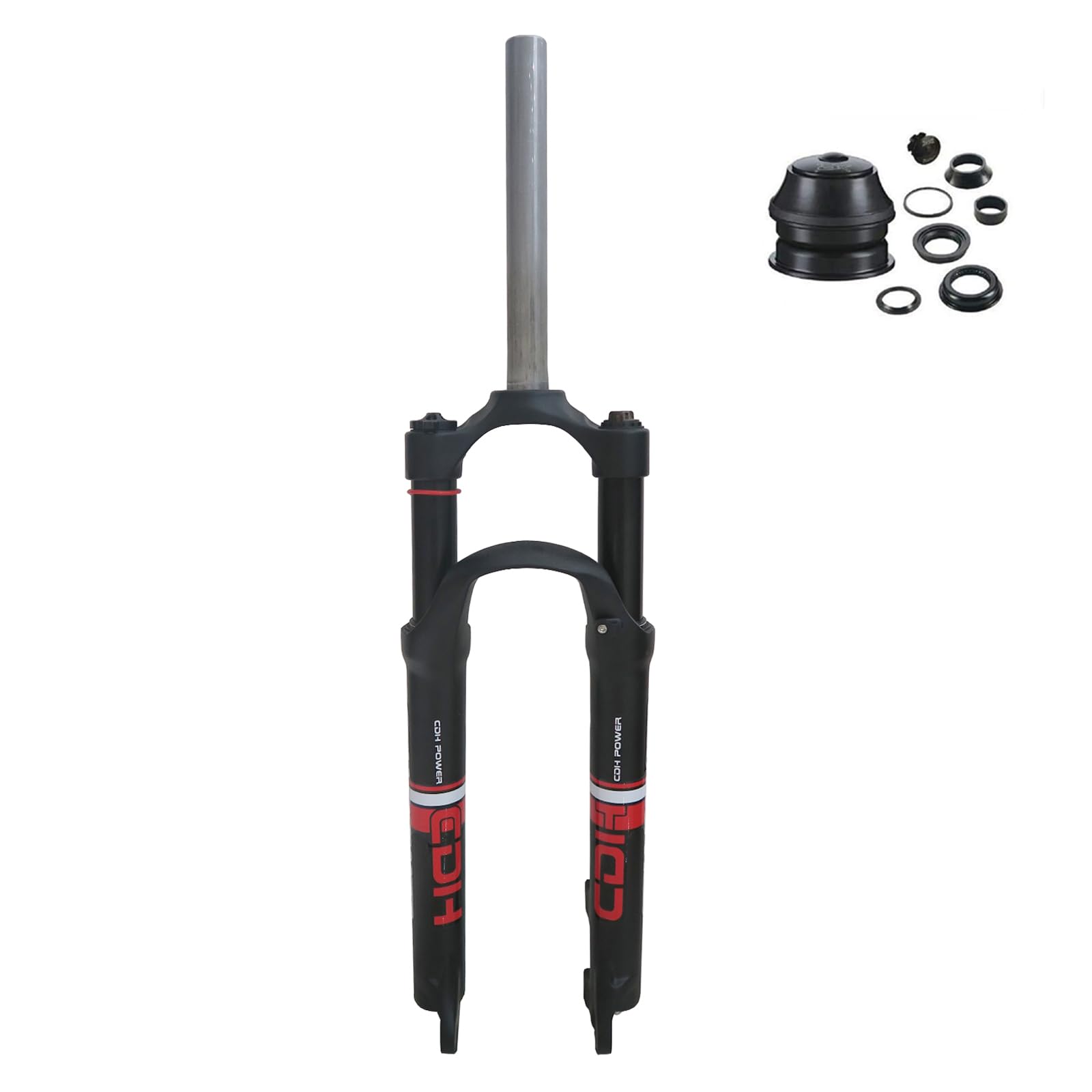 CDHPOWER 26 Inch MTB Suspension Fork - 28.6mm Straight Tube, Manual Lockout, Ultralight Aluminum Alloy, 1-1/8 Inch Headset Combo for Mountain Biking and Trail Riding