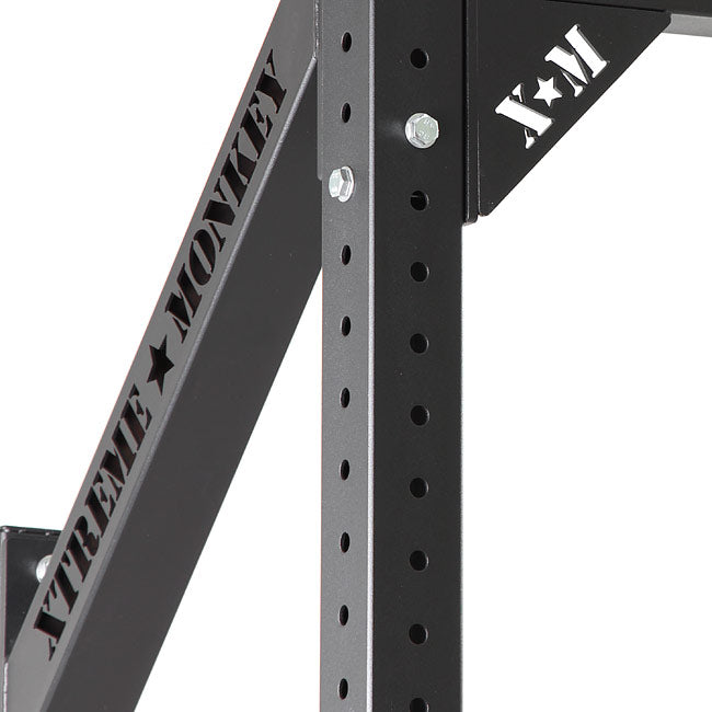 XM Fitness Rig Half Rack - Heavy Duty Power Cage for Home Gym Strength Training | Squat Rack, Pull-Up Bar & Weightlifting Equipment for CrossFit & Bodybuilding Workouts
