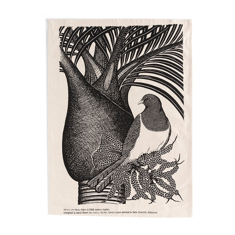 Kererū and Nīkau Tea Towel - Premium Cotton Kitchen Towel by Melina Martin - Perfect for Drying Dishes, Cleaning, and Decorating Your Kitchen