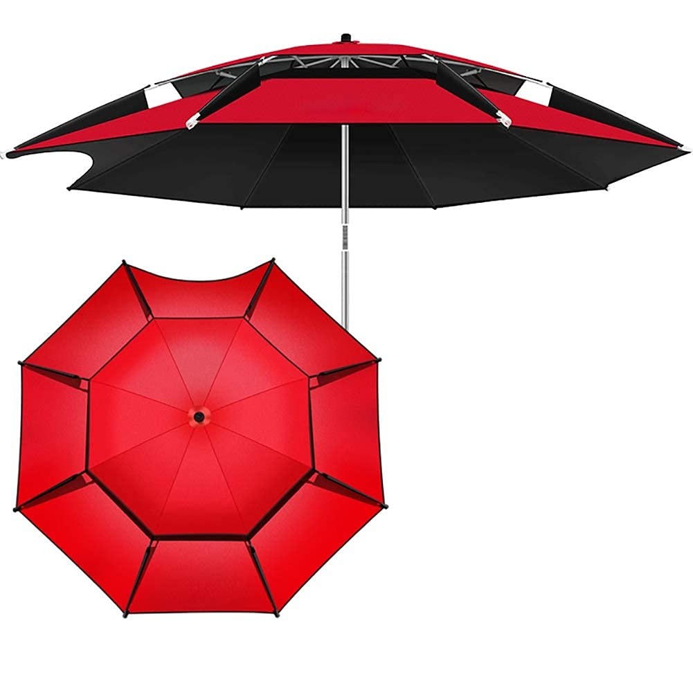Red Parasol Umbrella with UV 100+ Protection - Portable Fade-Resistant Beach & Patio Umbrella for Fishing, Poolside, and Outdoor Activities - Large Sunshade Cover for Backyard, Garden, and Picnic Use