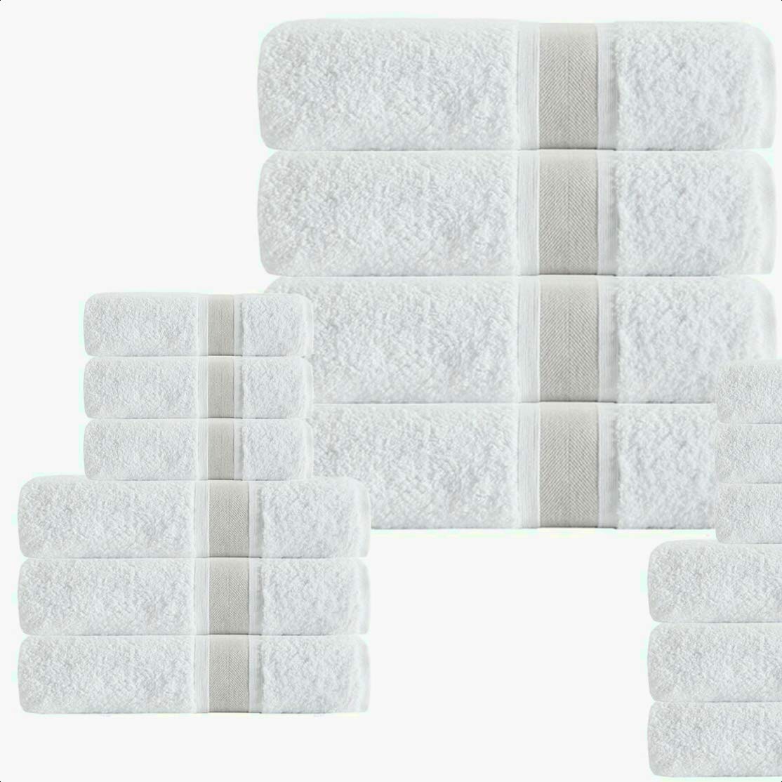 Amesfield 16-Piece Premium Turkish Cotton Towel Set - Ultra Soft & Absorbent Bath Towels, Hand Towels & Washcloths - Luxury Spa & Bathroom Essentials for Home, Hotel & Gym Use