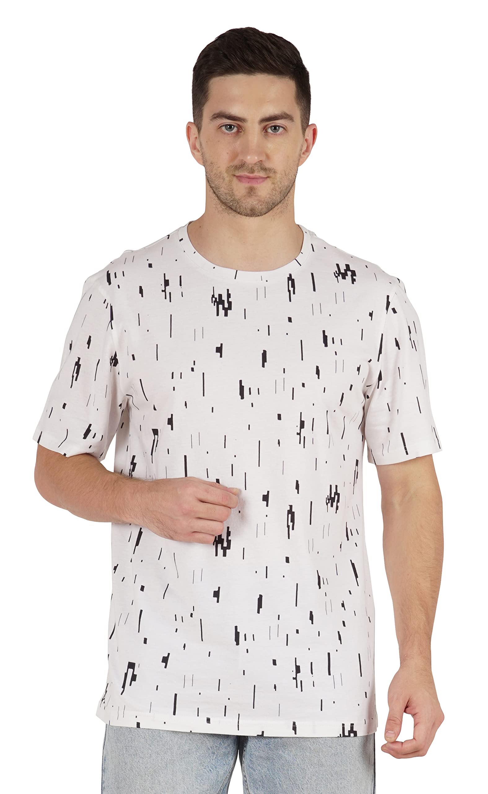 Inkmeso Men's Half Sleeve Loose Fit Printed Casual T-Shirt - Breathable Cotton Tee for Beach, Holiday & Summer Outfits