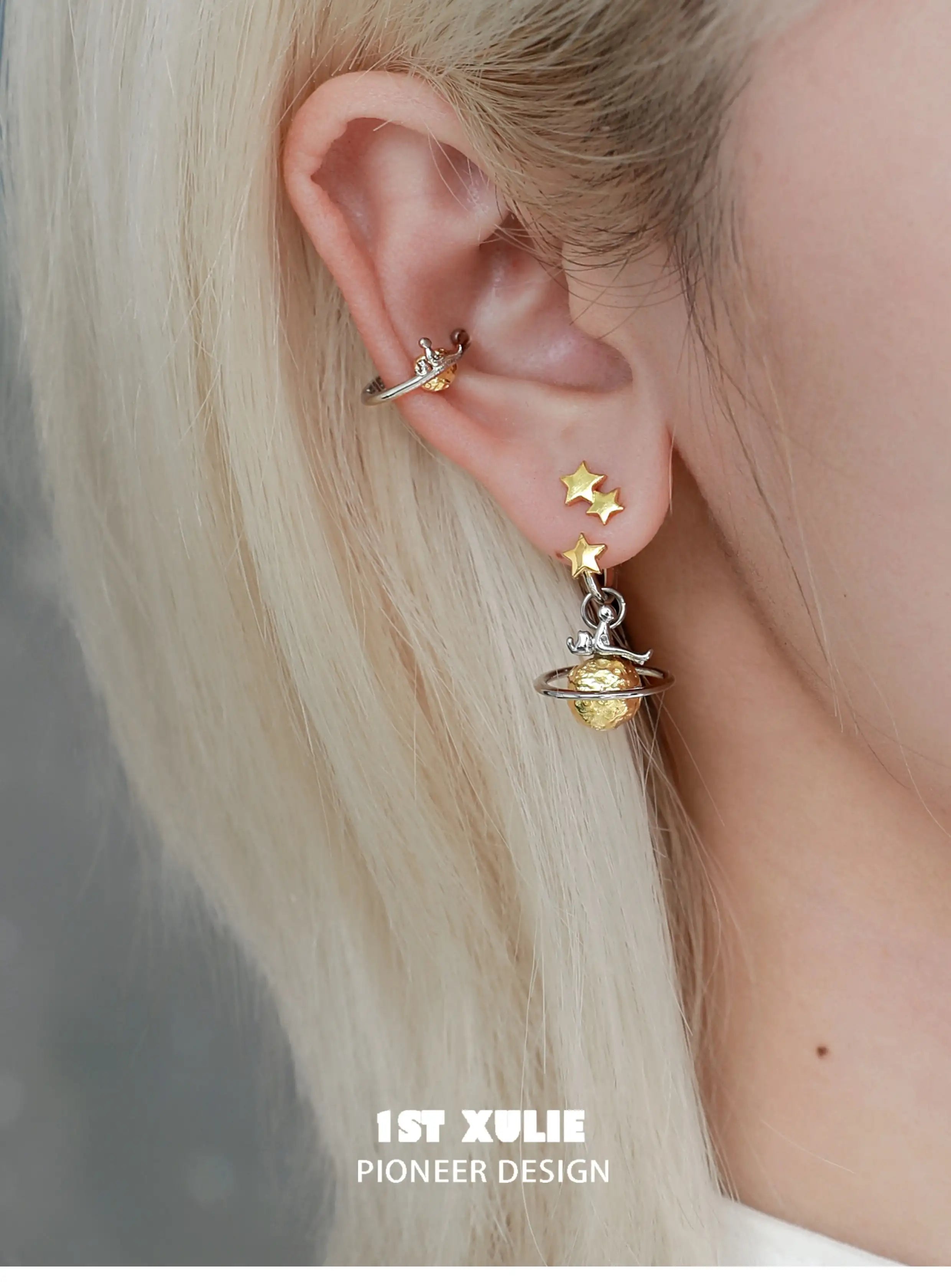 18K Gold Plated Cat Gaze Earrings for Women - Hypoallergenic Elegant Stud Ear Clips for Sensitive Ears | Perfect for Date Night, Office Wear & Gift Giving