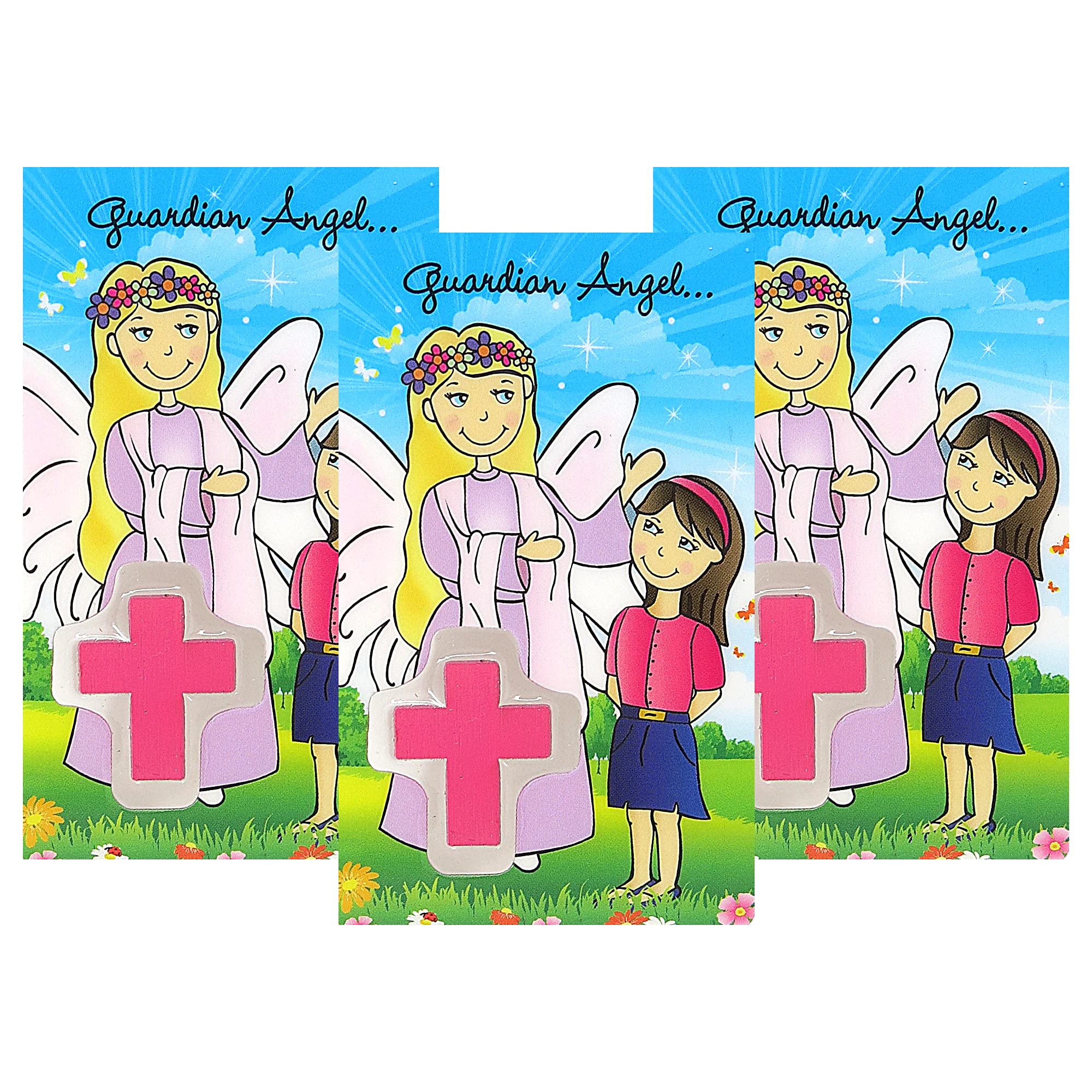 Guardian Angel Prayer Card with Medal - Catholic Bookmark for Bible & Gifts, Pack of 3
