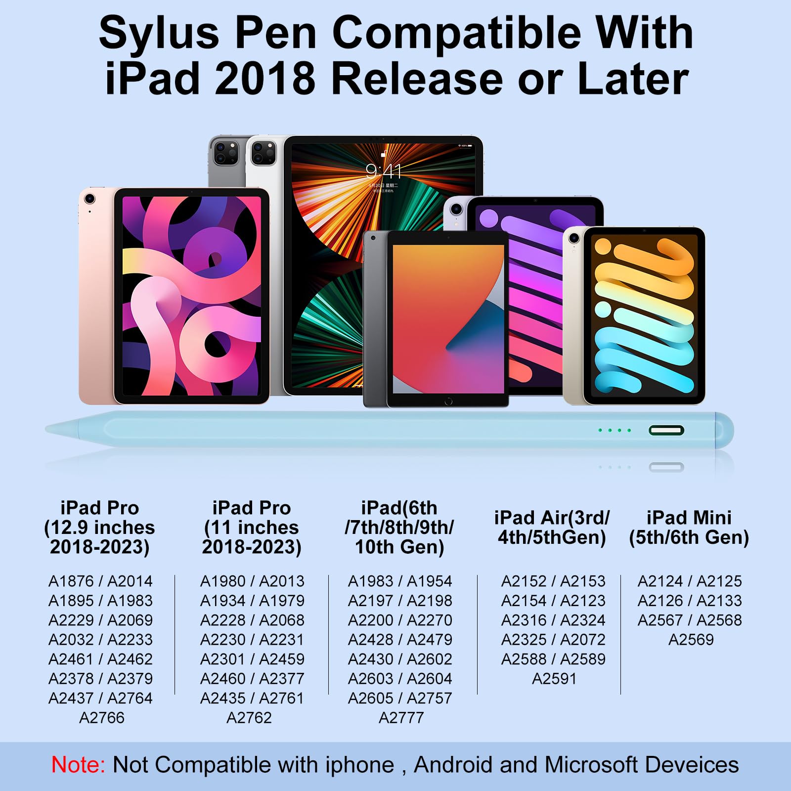 Premium Stylus Pen for iPad 9th & 10th Gen - Apple Pencil 2nd Gen Alternative - Compatible with iPad Pro 11