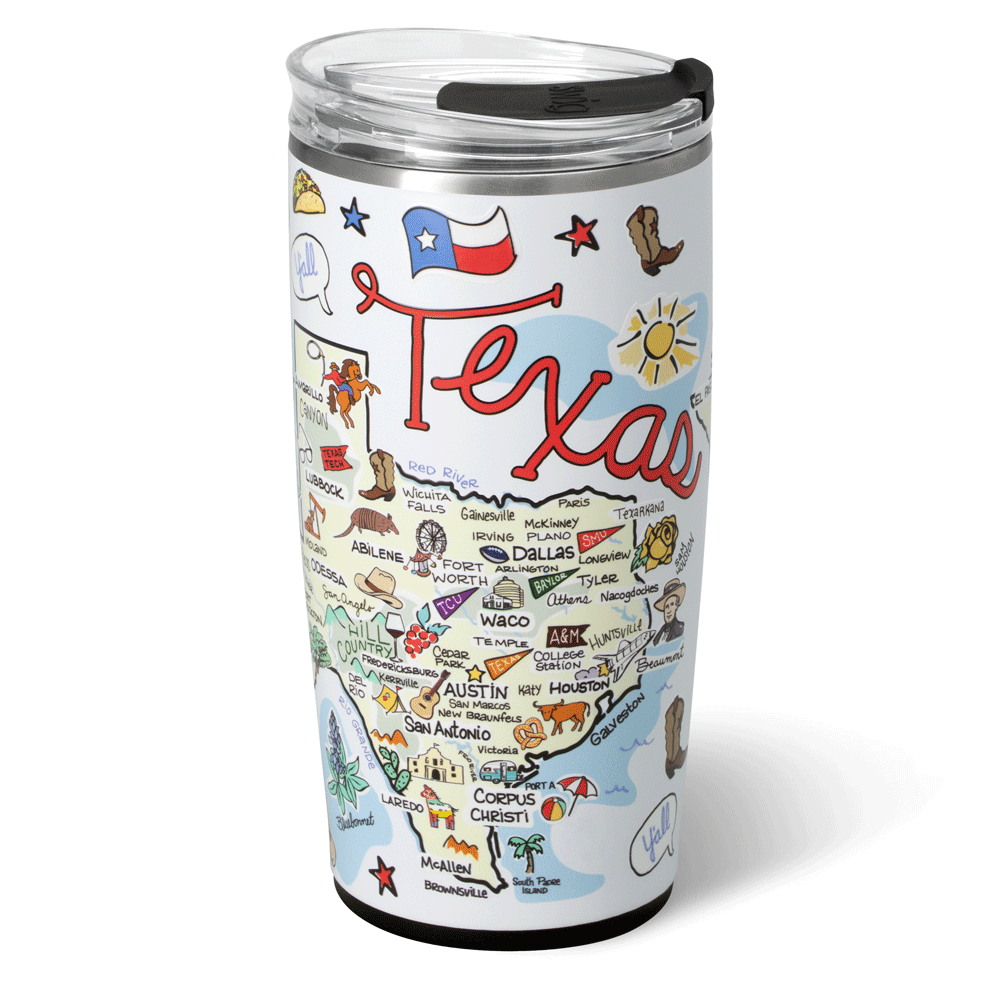 22oz Texas Tumbler - Insulated Stainless Steel Travel Mug with Lid & Straw - Perfect for Coffee, Tea & Cold Drinks at Home, Office or On-the-Go